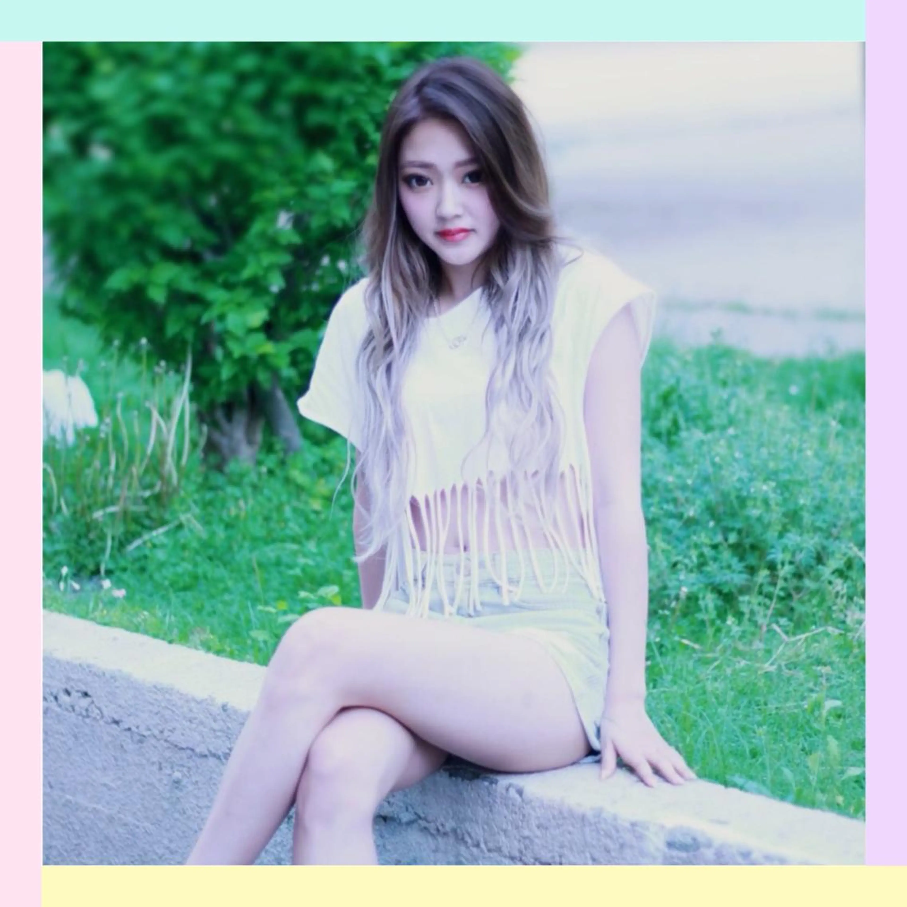 ロング カラー カット ヘアカラー エクステ れん/ハイトーン /エクステ/韓国風のヘアスタイル