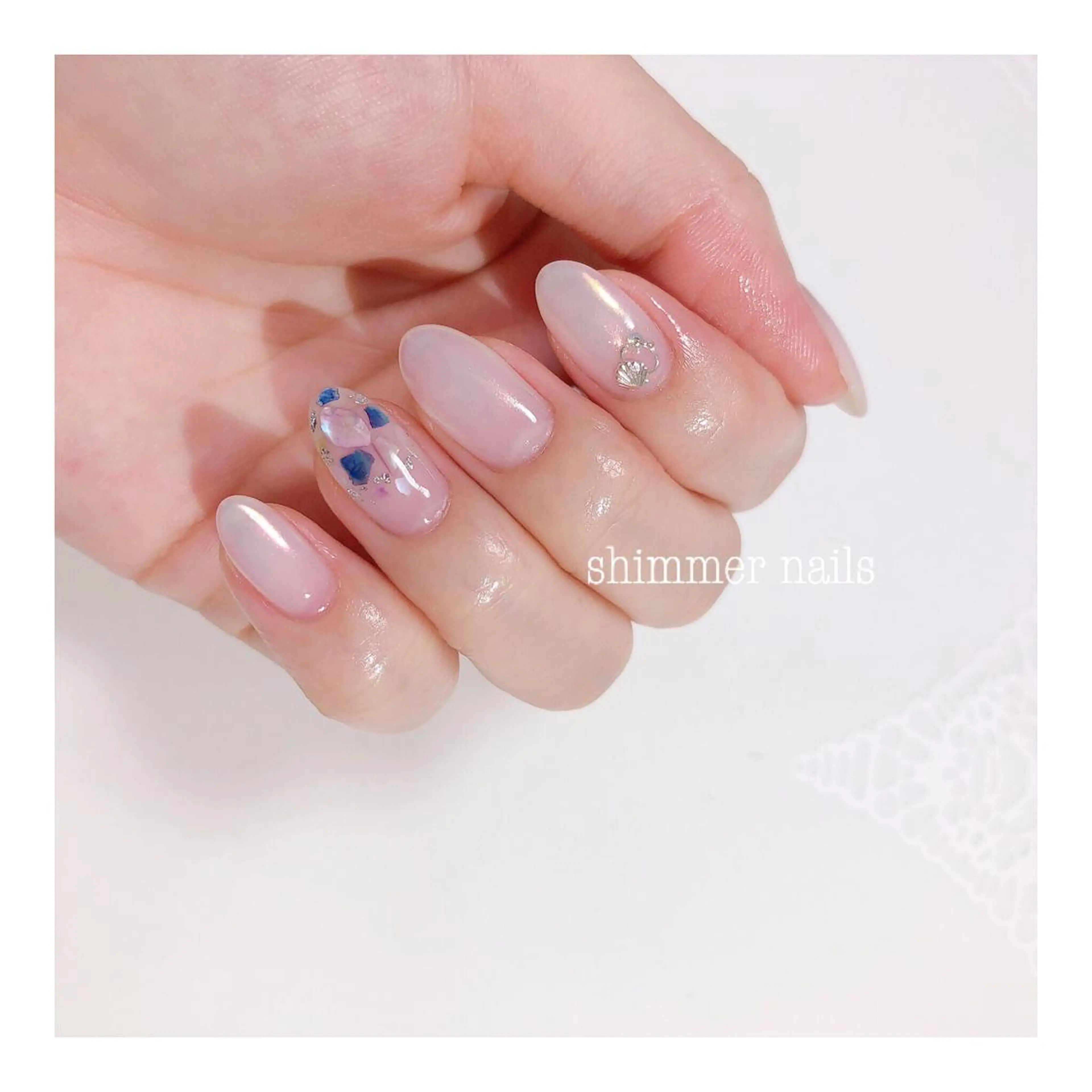 ネイル オーロラネイル おそろいネイル shimmer nailsのネイルデザイン
