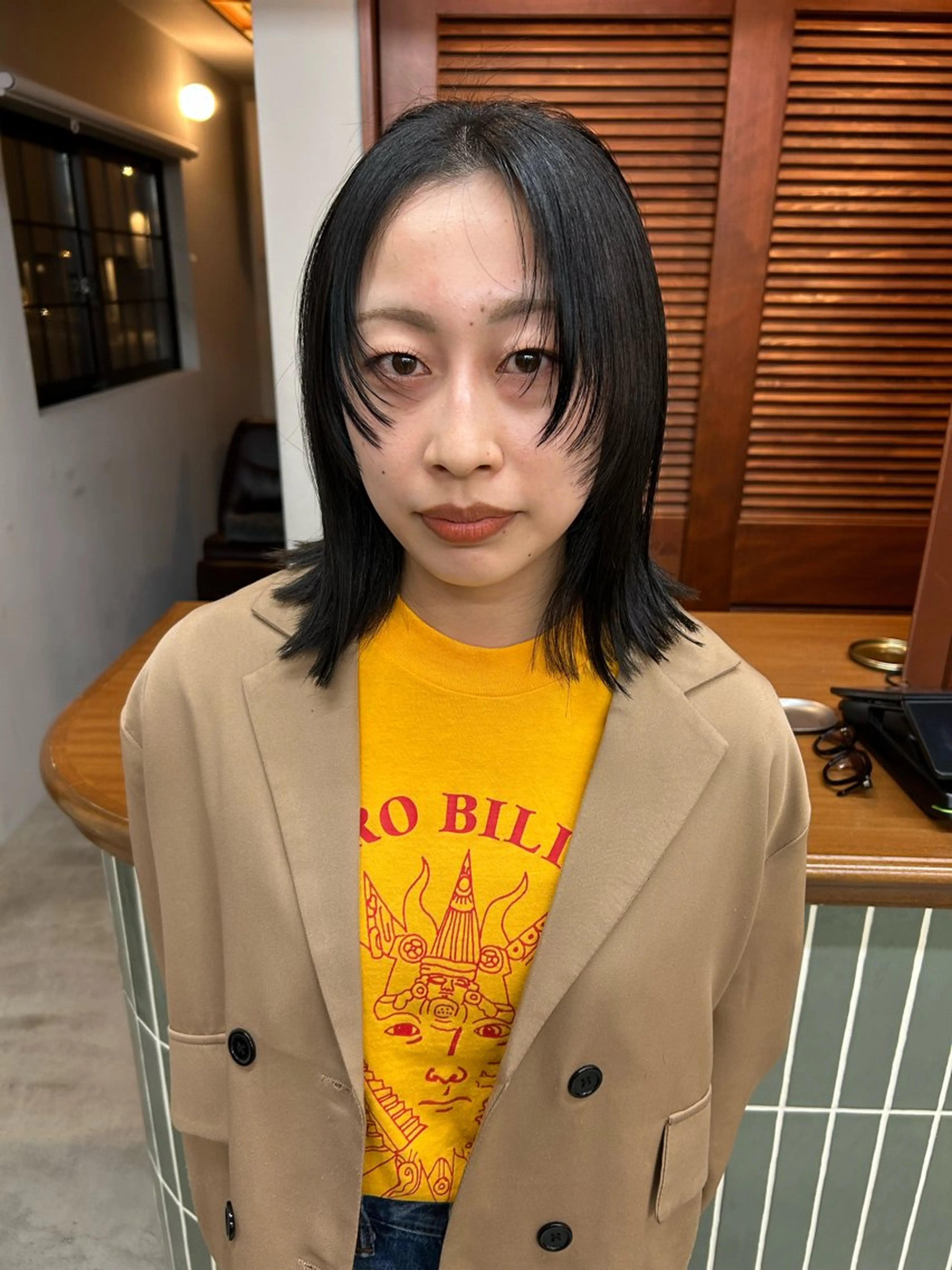 ミディアム 切りっぱなしボブ ボブ レイヤーカット ムナカタ アカリのヘアスタイル