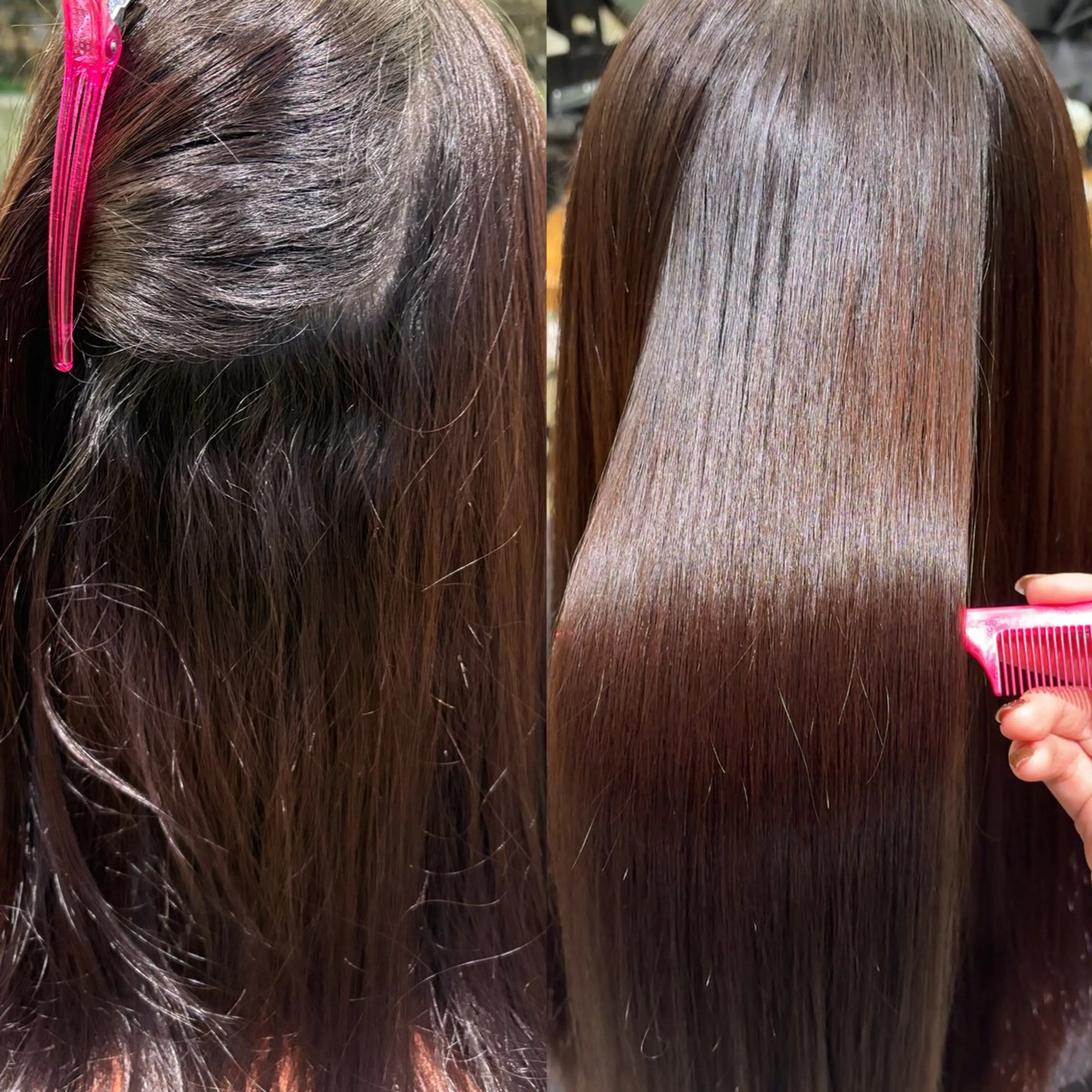 セミロング パーマ 艶カラー／縮毛矯正 ／kana‎🤍のヘアスタイル