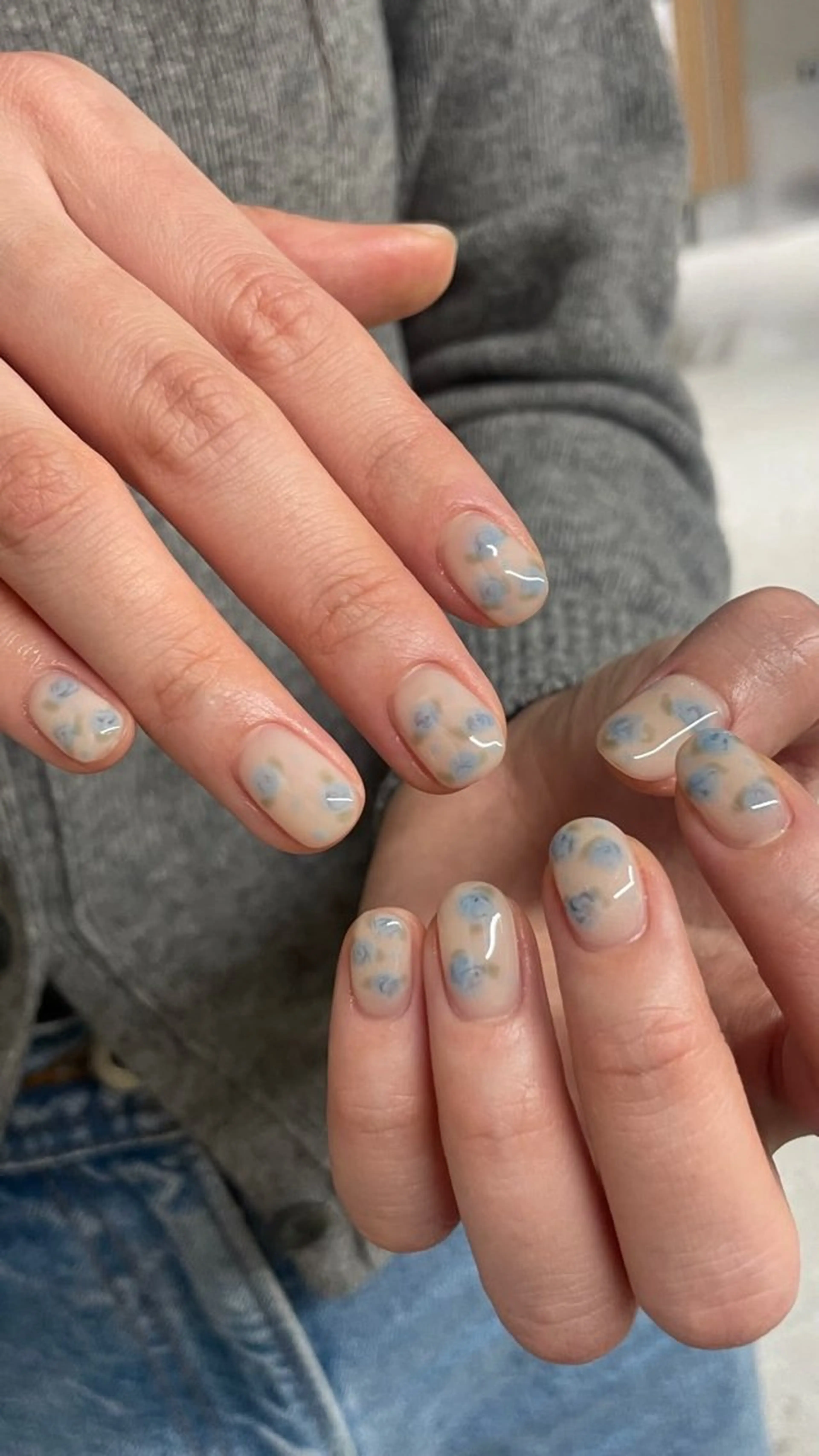 ネイル 韓国ネイル 持ち込み ニュアンスネイル ネイルチップ 冬ネイル RINN ANA.CHUOのネイルデザイン