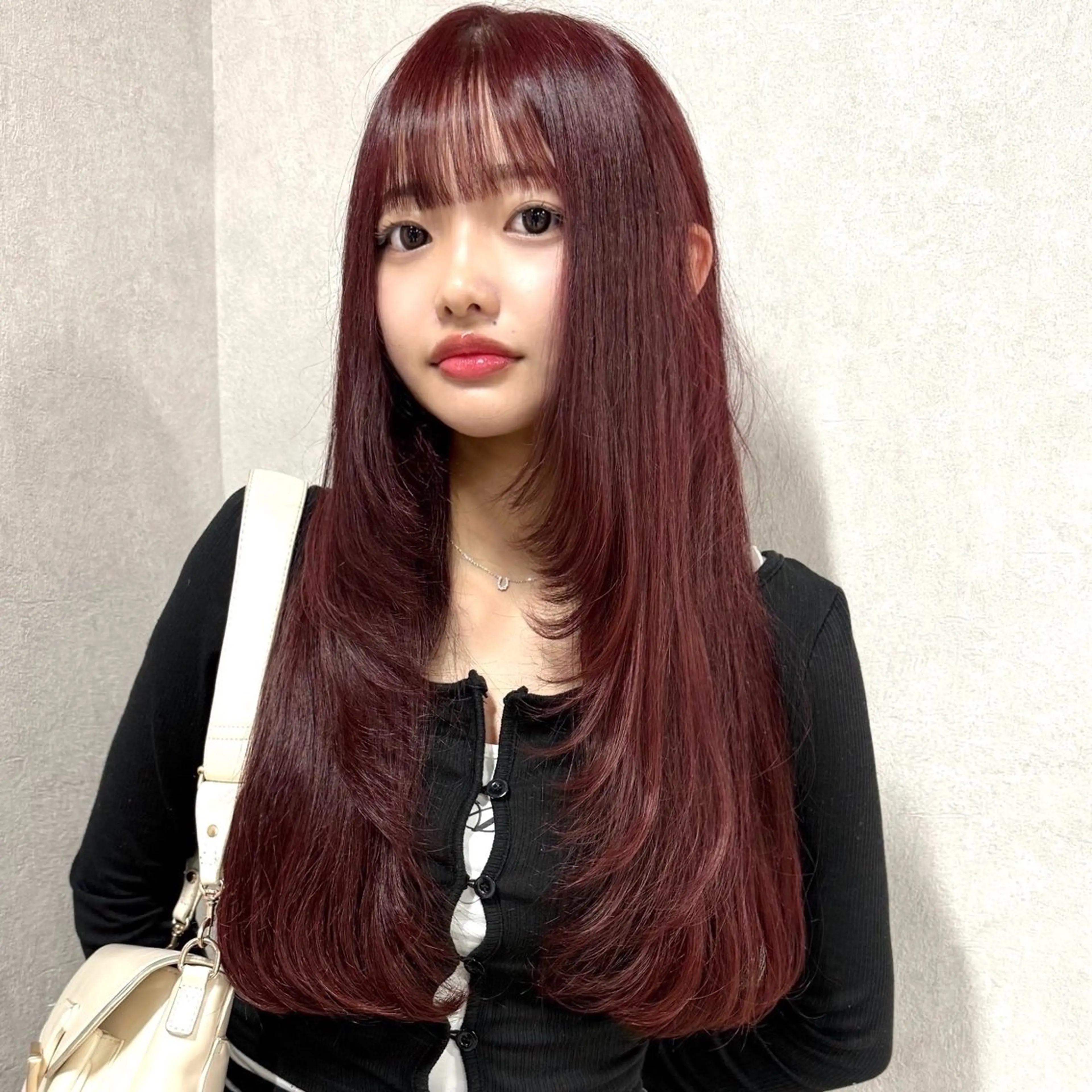 ロング カラー レッドカラー レイヤーカット カット ヘアカラー 🎀ミルクティー/暖 色×レイヤー/マリアのヘアスタイル