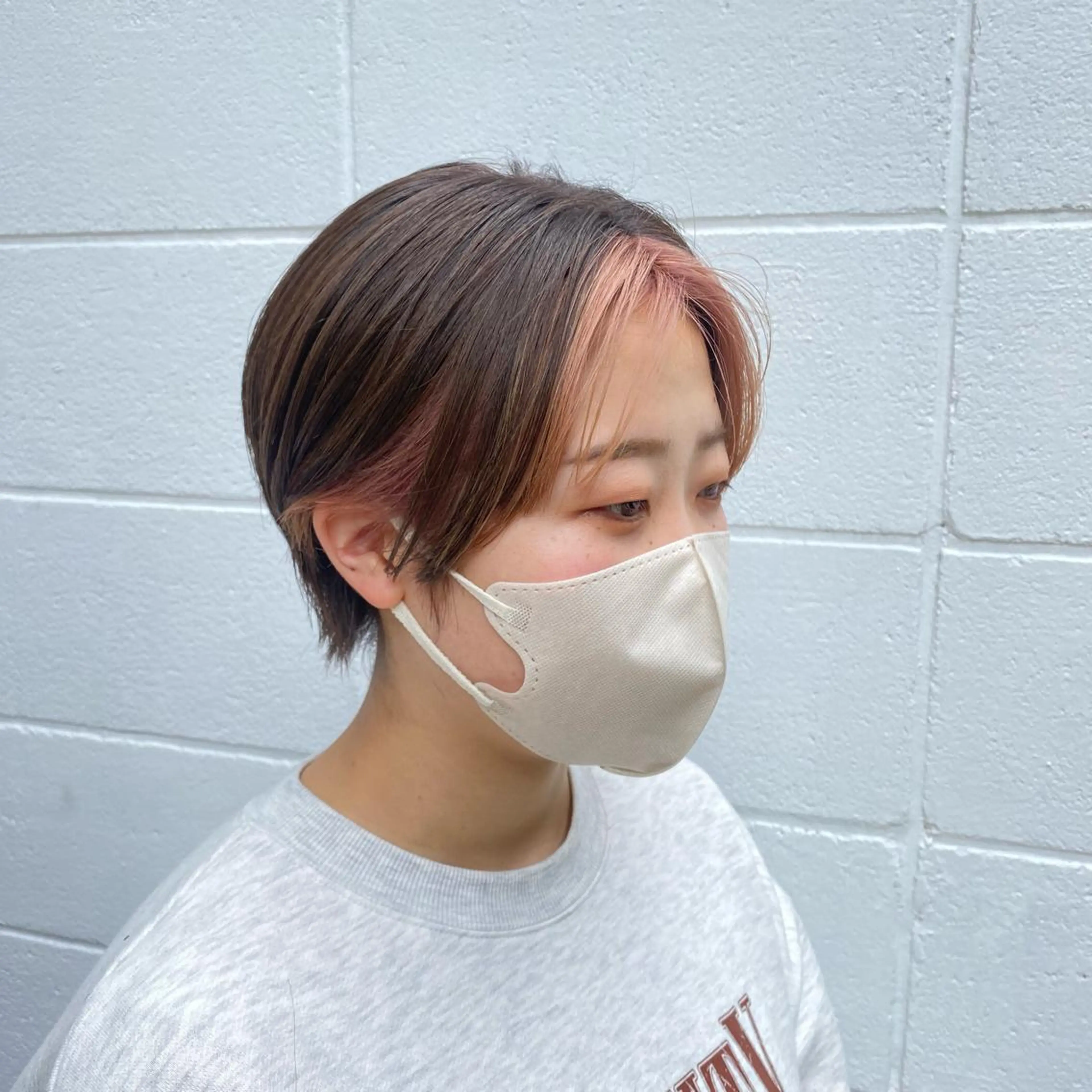 ショート カラー ベージュカラー ピンクカラー ピンクベージュ ショートヘア rikako ✩ 大宮hips.*のヘアスタイル