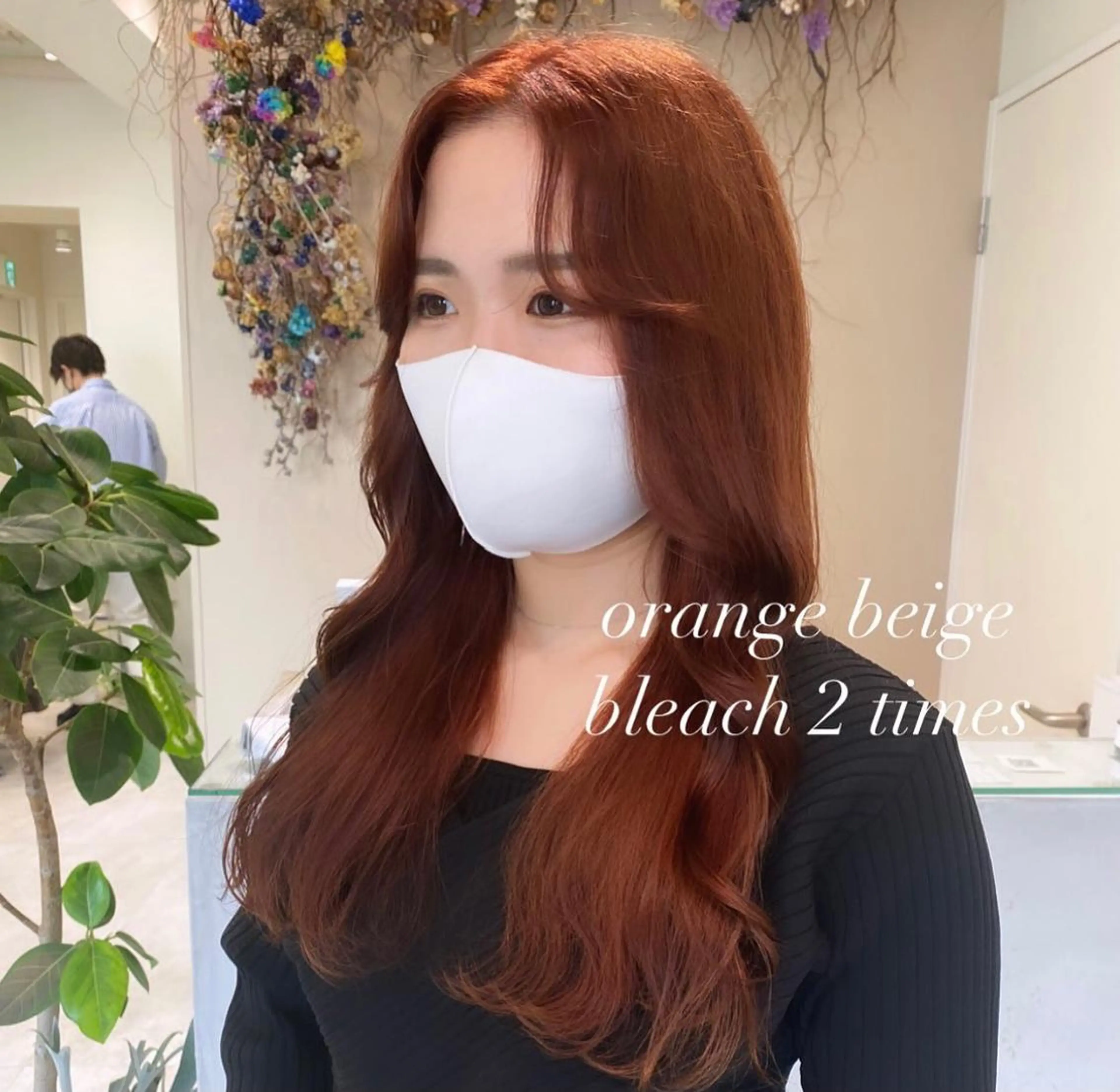 セミロング カラー ベージュカラー オレンジ オレンジベージュ ブリーチなしWカラー 🎀韓国ヘア/amiのヘアスタイル