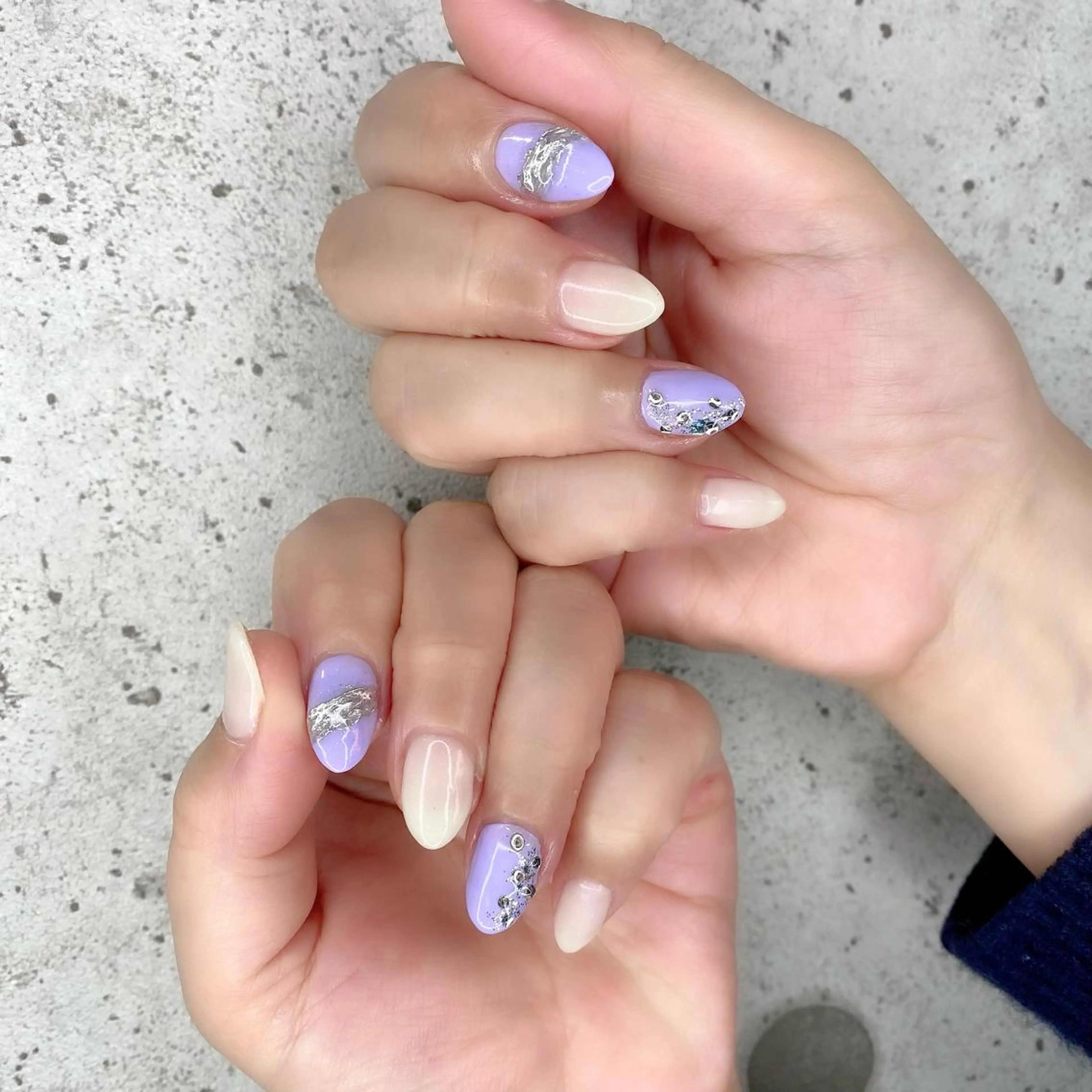 ミディアム カラー パーマ ヘアアレンジ メンズ キッズ ネイル マツエク・マツパ アイブロウ パープルカラー パープル 冬ネイル ハンドネイル Salon Ｋのネイルデザイン