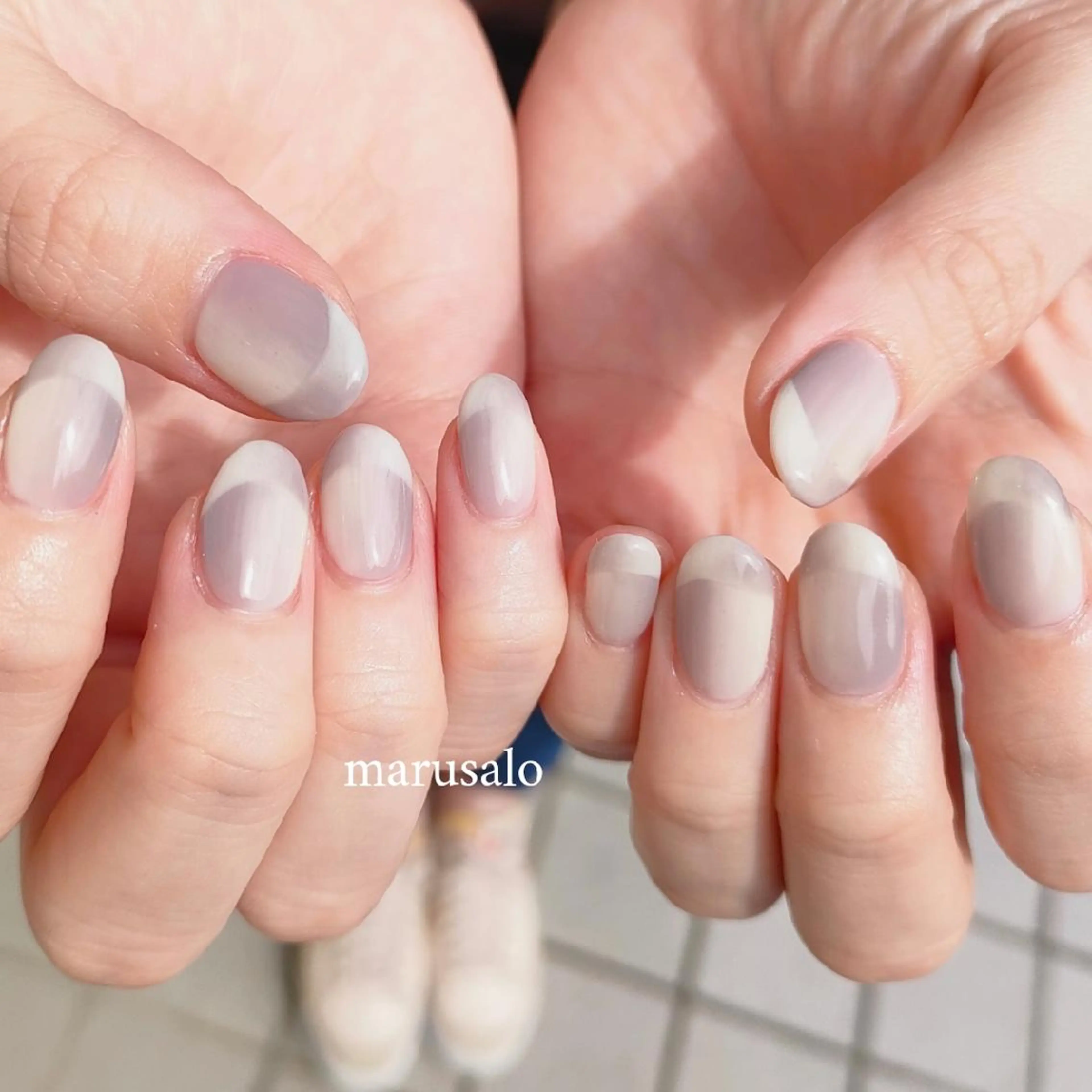 ネイル フレンチネイル ニュアンスネイル オンブレフレンチ ハンドネイル marusalo nailのネイルデザイン