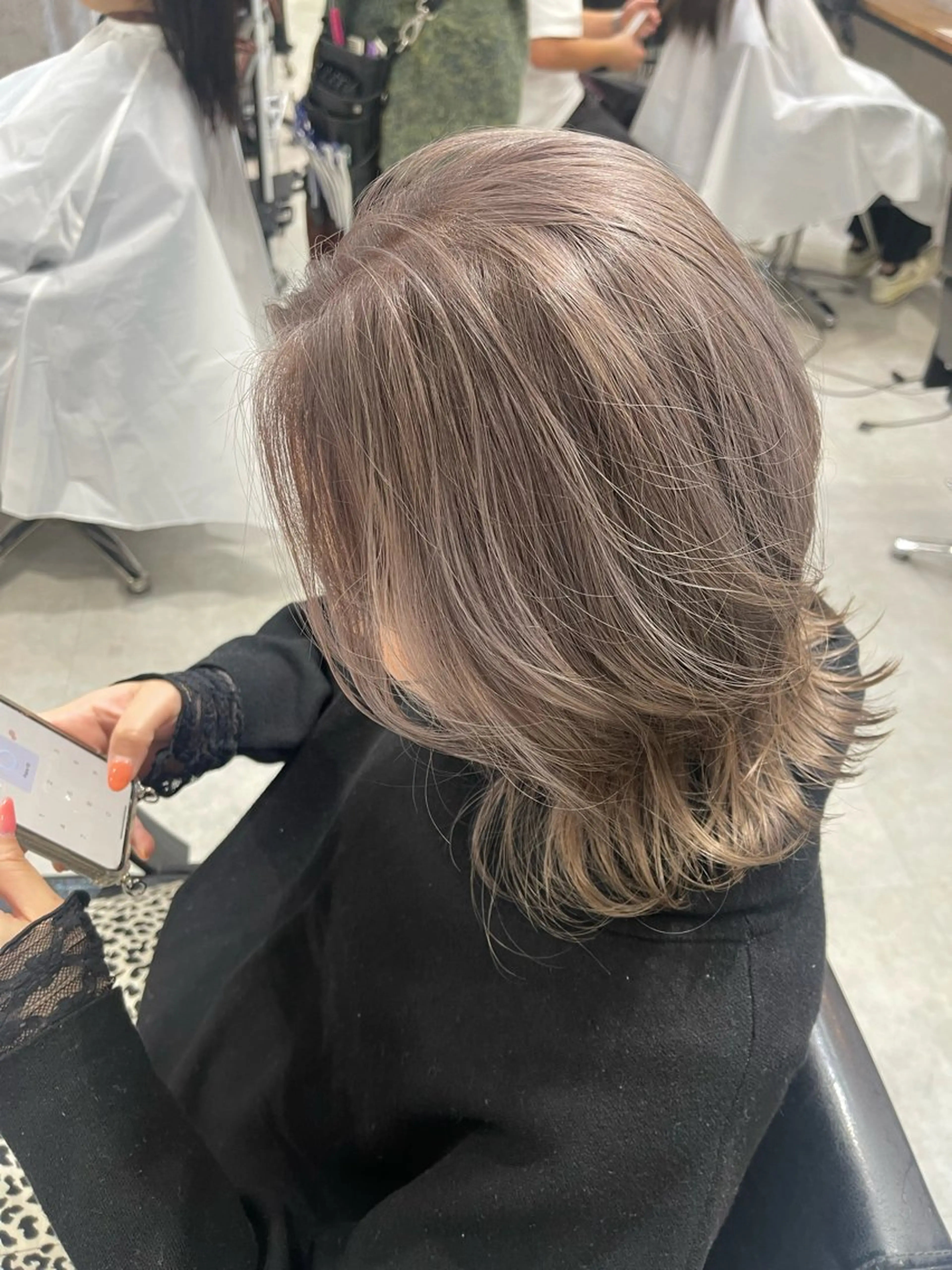 ミディアム カラー ブリーチ 透明感カラー ダブルカラー ヘアカラー 松井那津子 /ハイライトブリーチのヘアスタイル