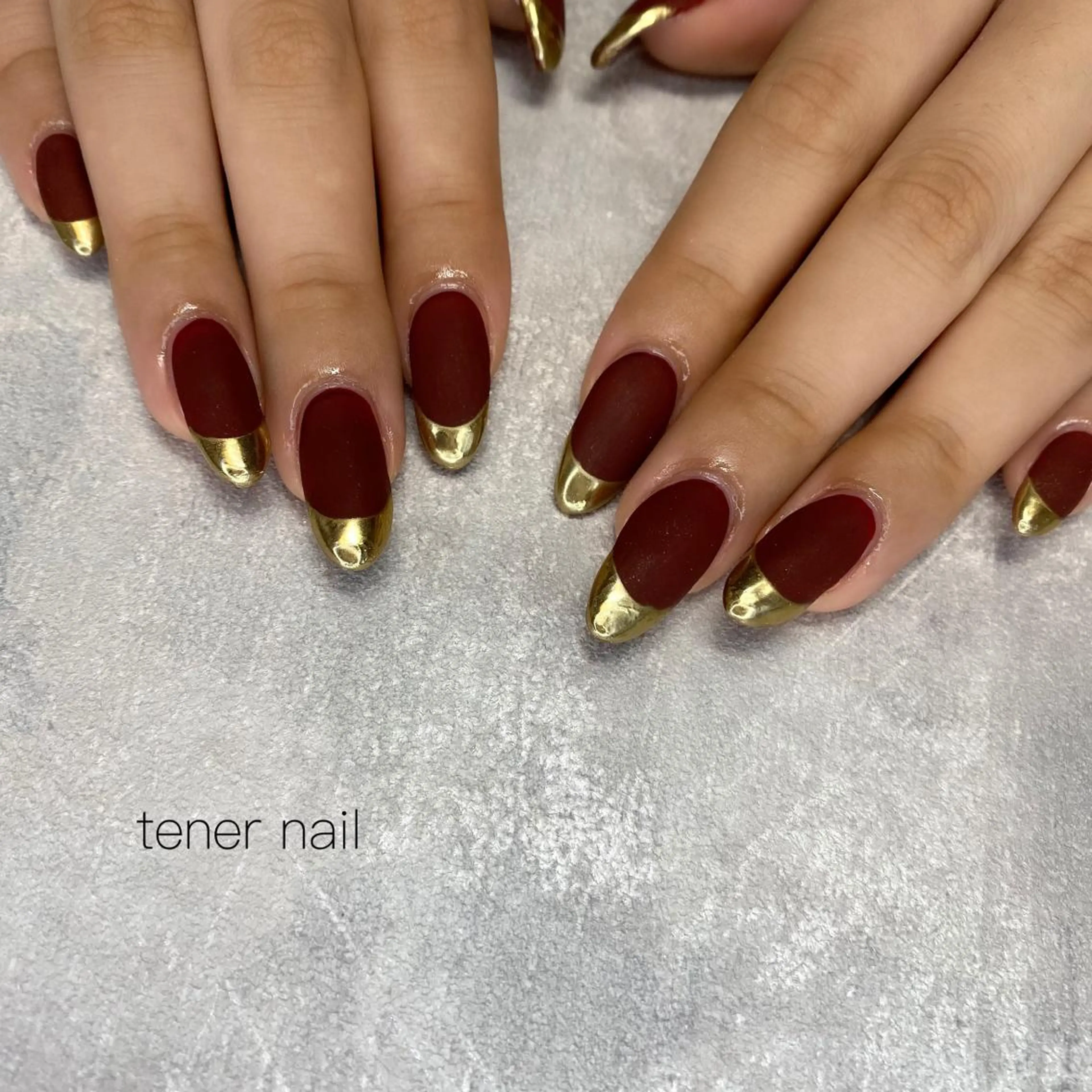 ネイル ボルドー フレンチネイル マットネイル ミラーネイル テネルネイル tener nailのネイルデザイン