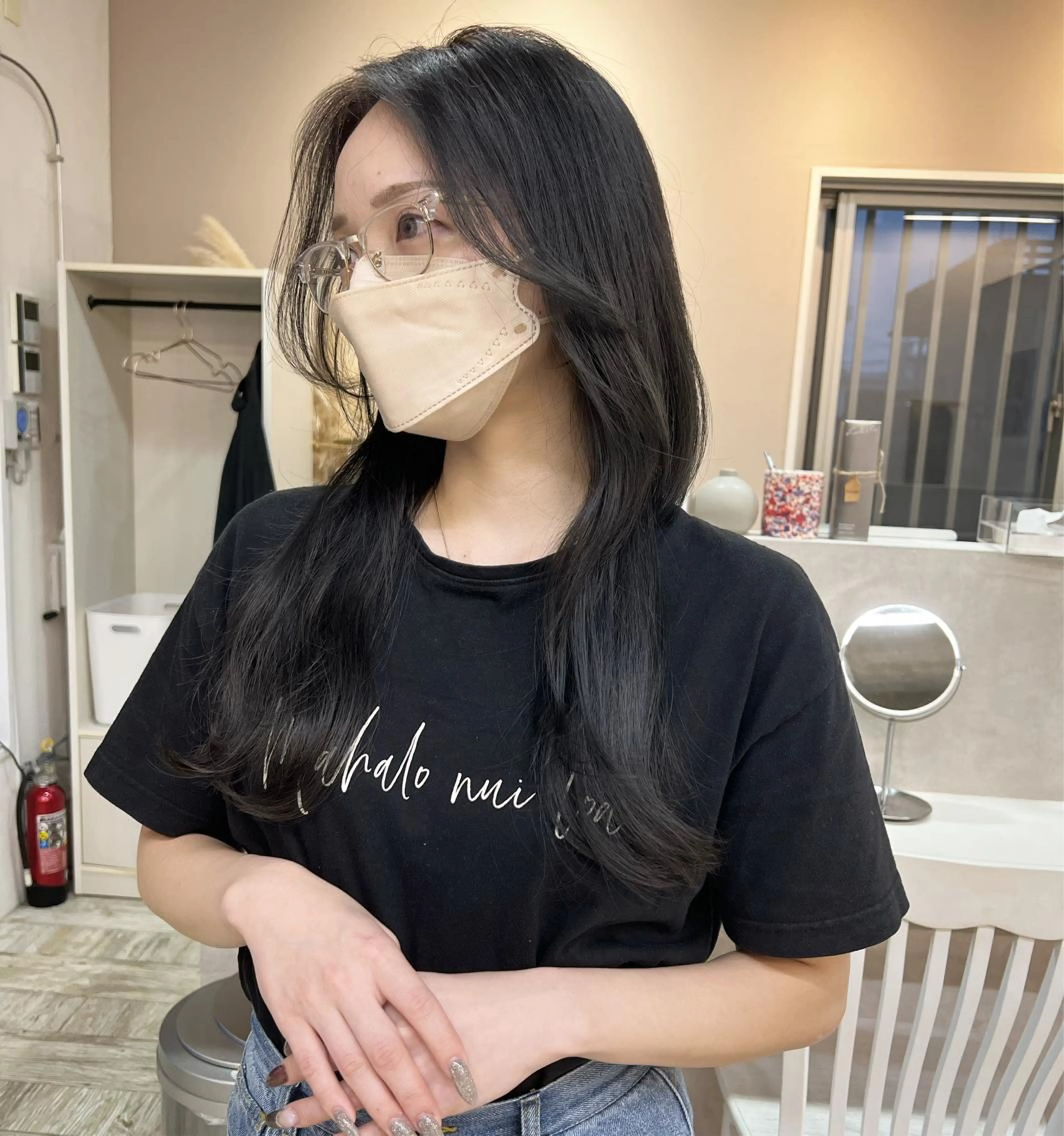 セミロング カラー 顔周りカット テトネ タカシのヘアスタイル