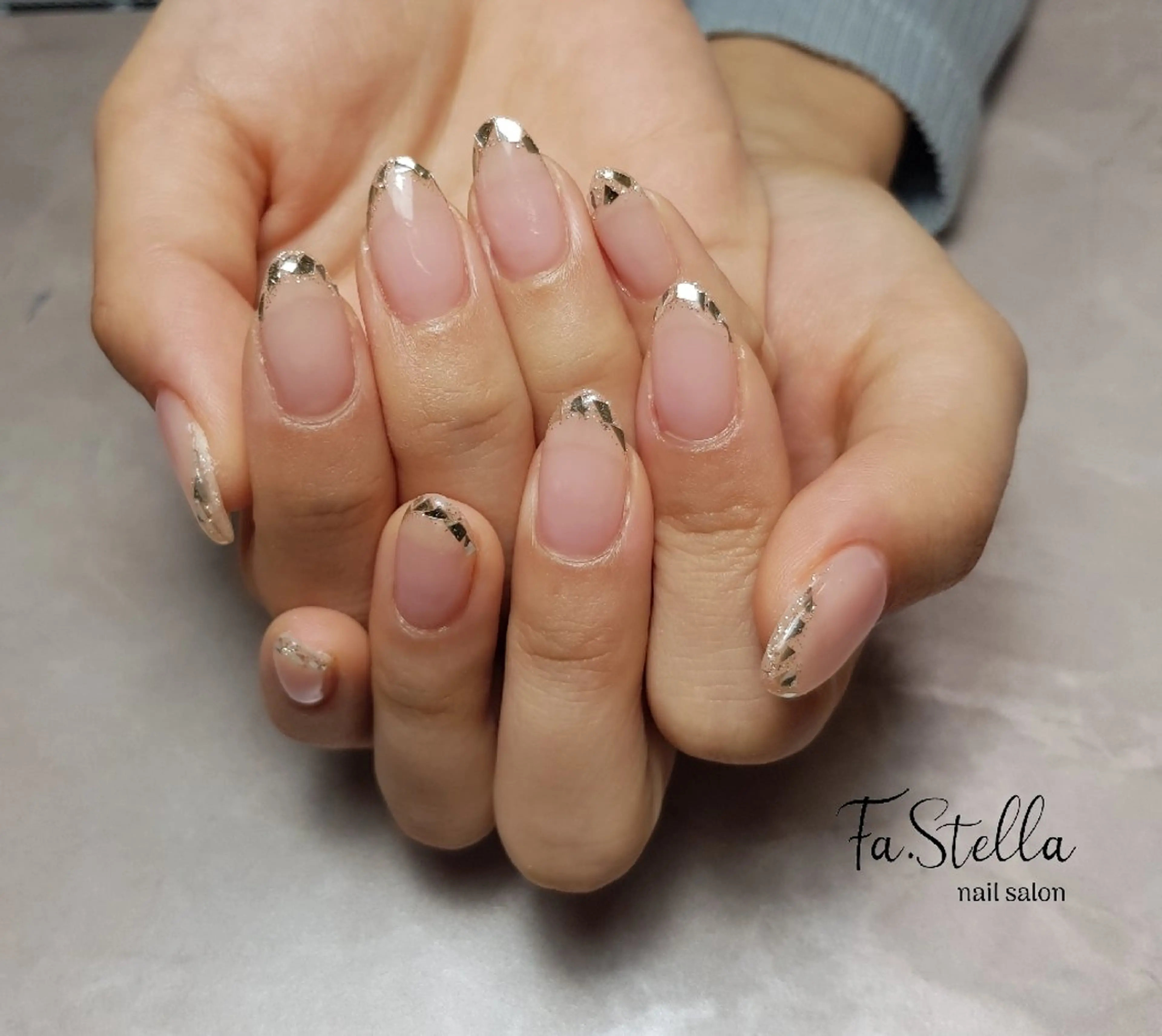 ネイル フレンチネイル ガラスフレンチ キラキラネイル シンプルネイル Fa.Stella ファステラ のネイルデザイン