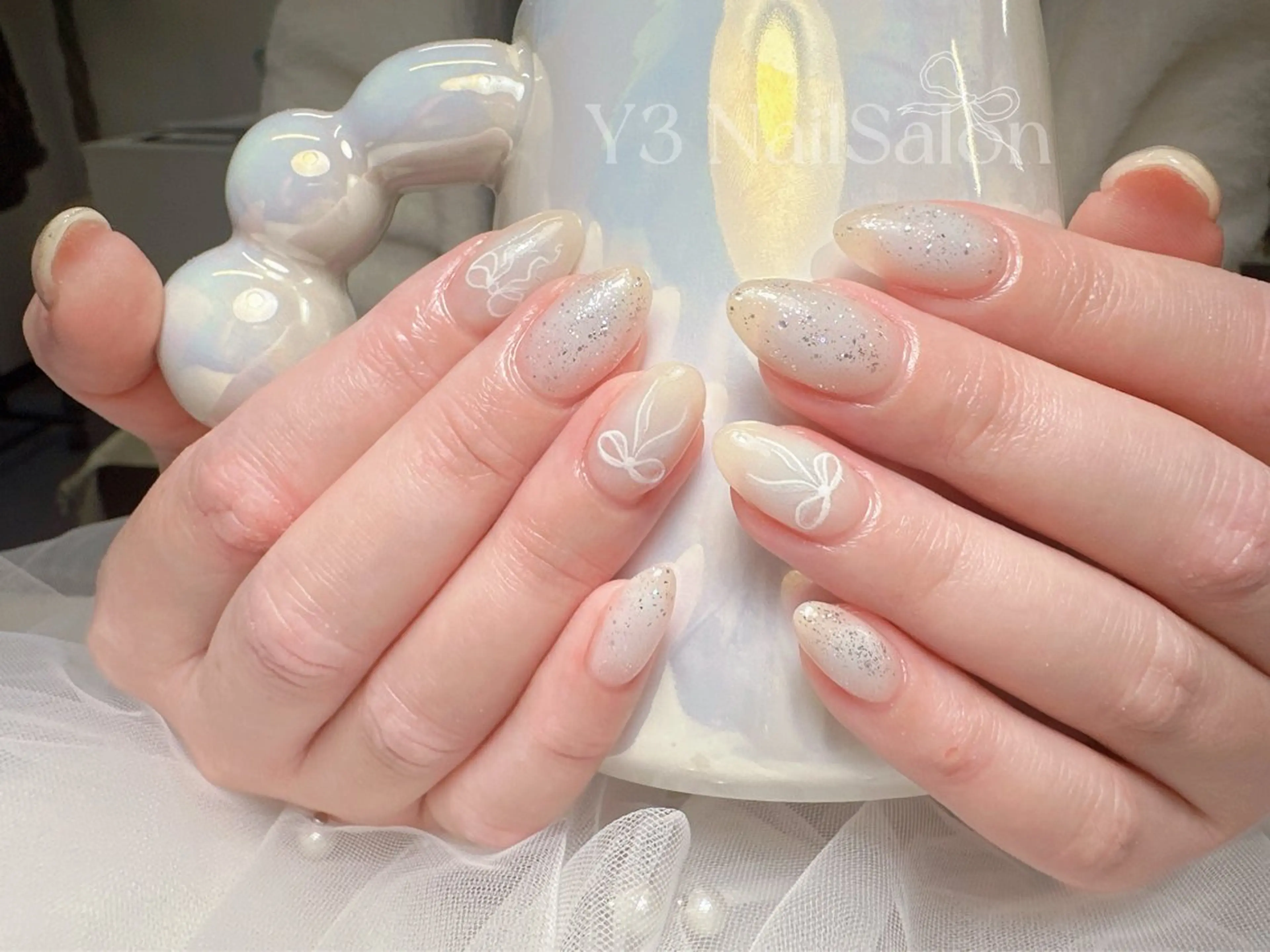 ネイル アートネイル オーロラネイル クリアネイル 長さ出し フレンチネイル Y3 Nail Salon所属・Y3 NailSalonのネイルデザイン