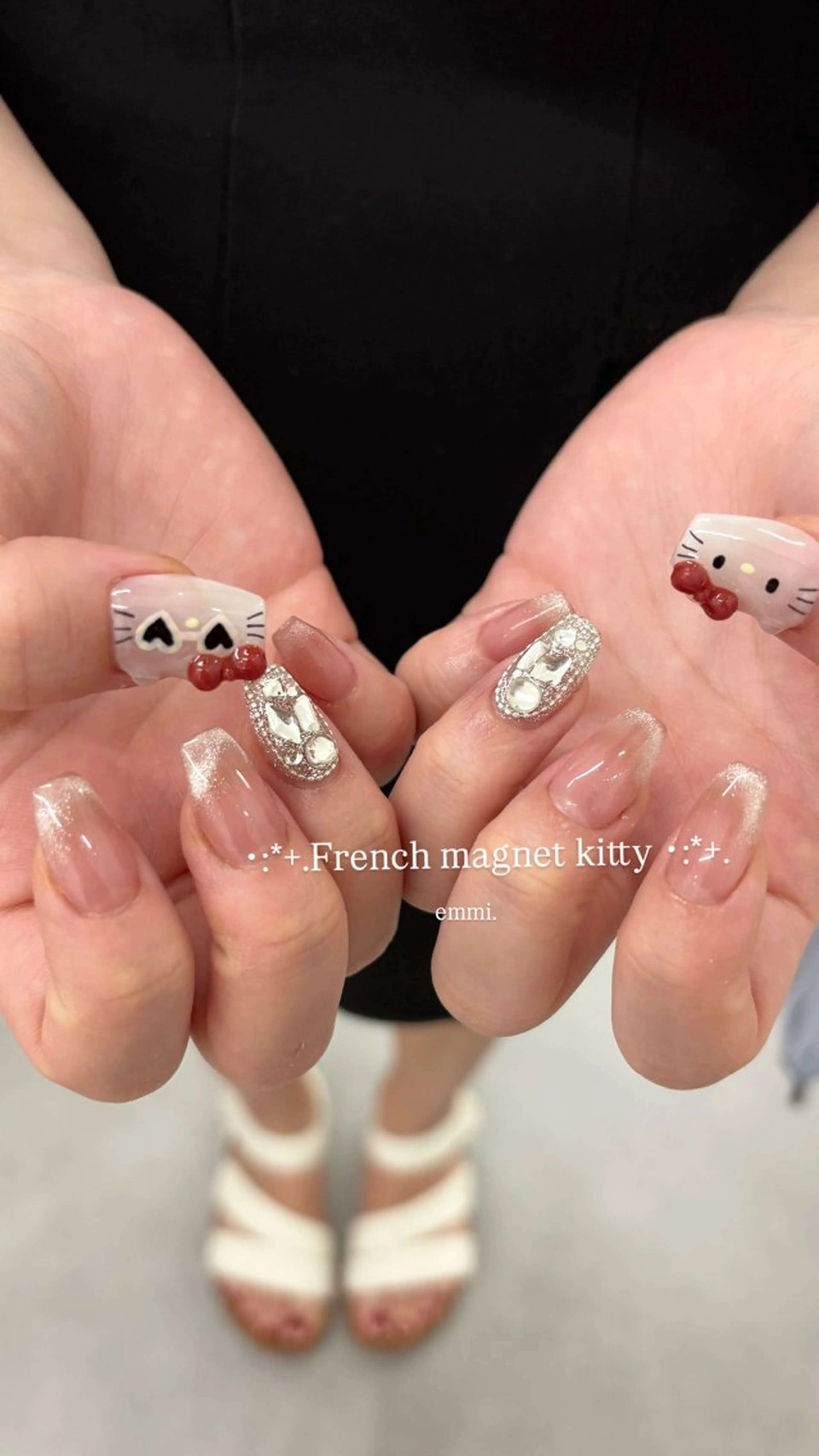 ネイル チークネイル フットネイル フレンチネイル ガーリー 氷ネイル・うるうるネイル ハンドネイル GO TODAY SHAiRE SALON 表参道colore店所属・emmi nailのネイルデザイン