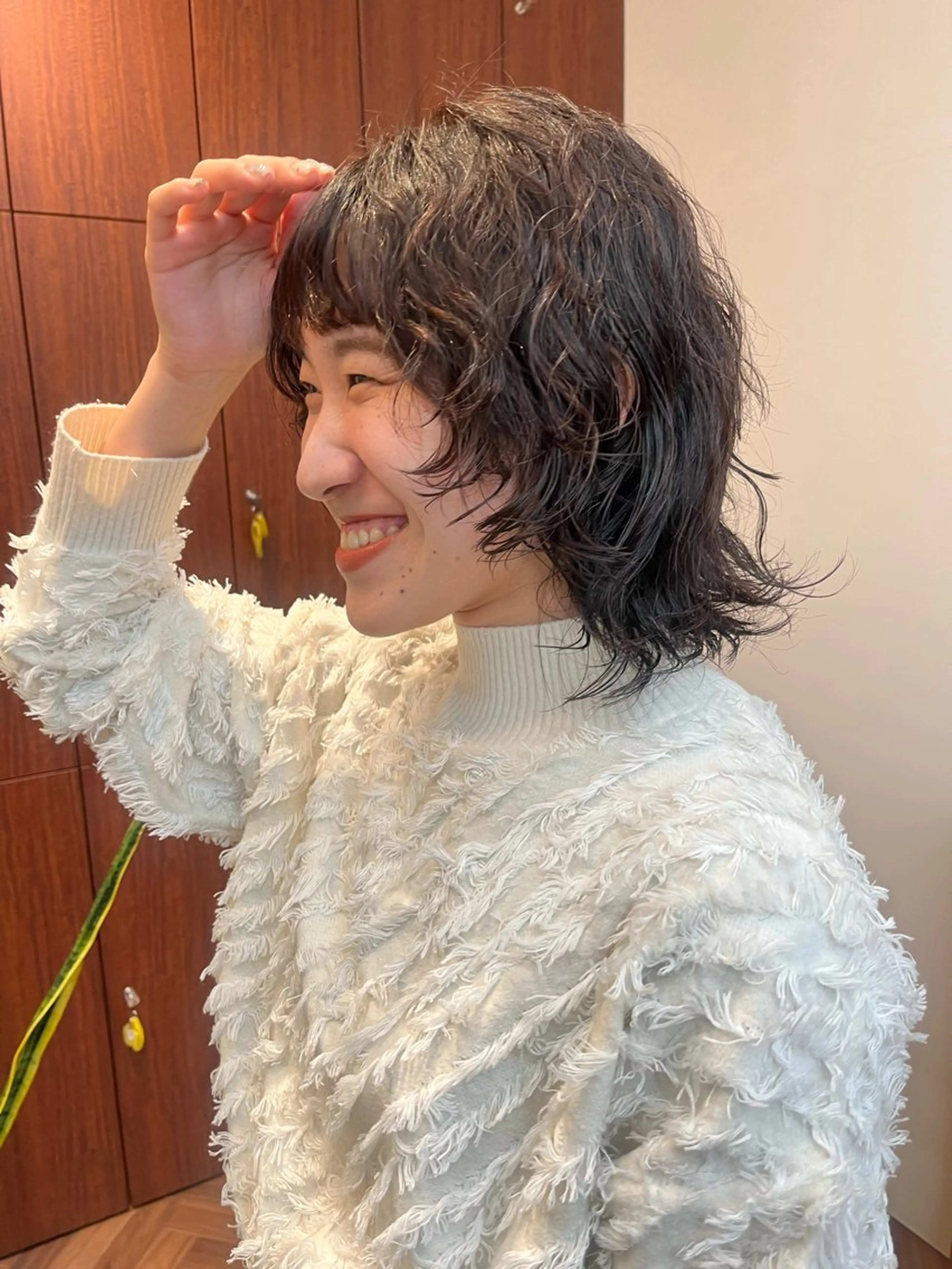 ミディアム カラー パーマ ウルフカット ボブパーマ/パーマ ウルフパーマのヘアスタイル