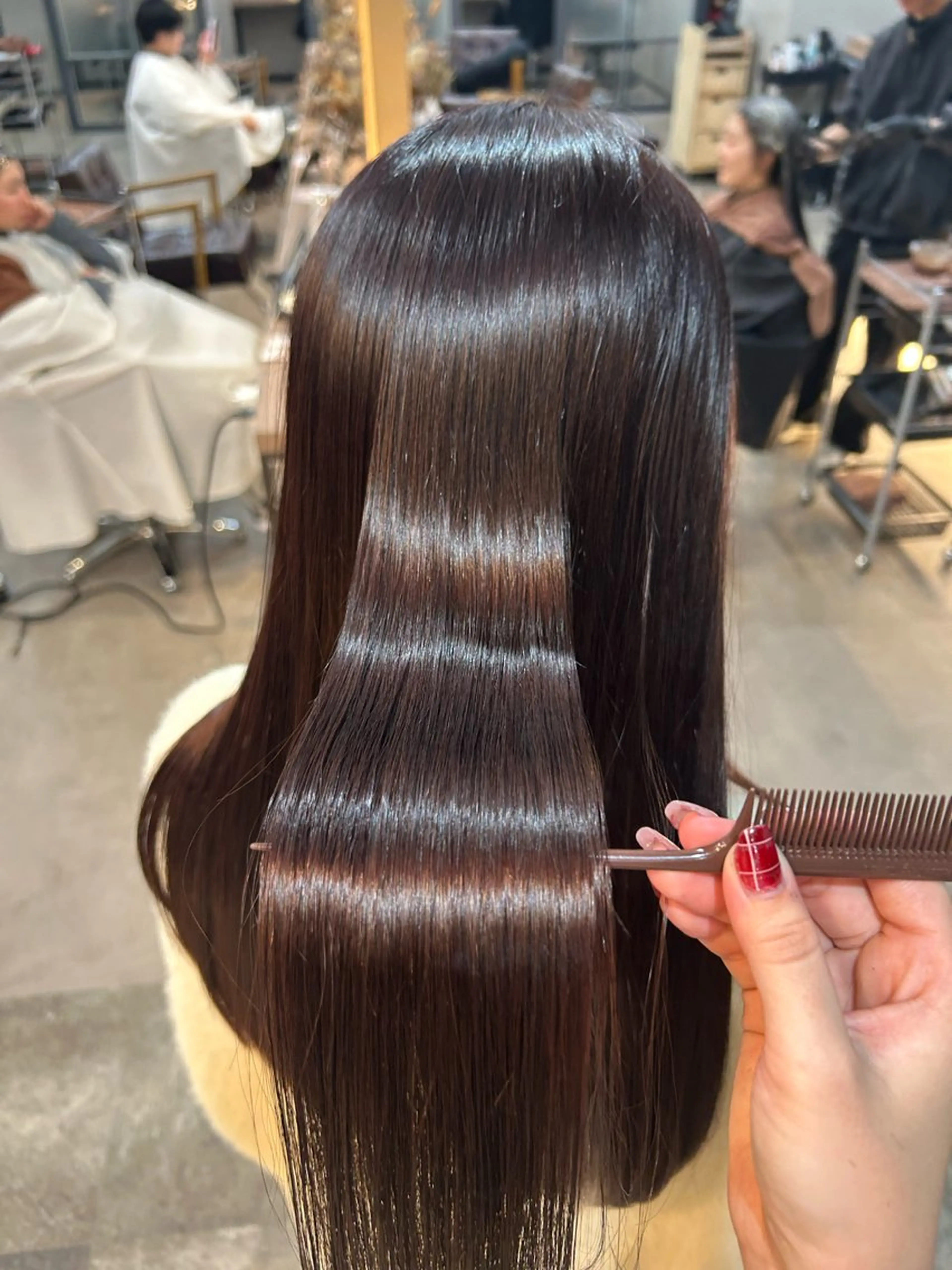 ロング カラー ブラウンカラー ラベンダーカラー 縮毛矯正 ヘアカラー 縮毛矯正 ハイトーン透明感/レ イヤー/ririkaのヘアスタイル