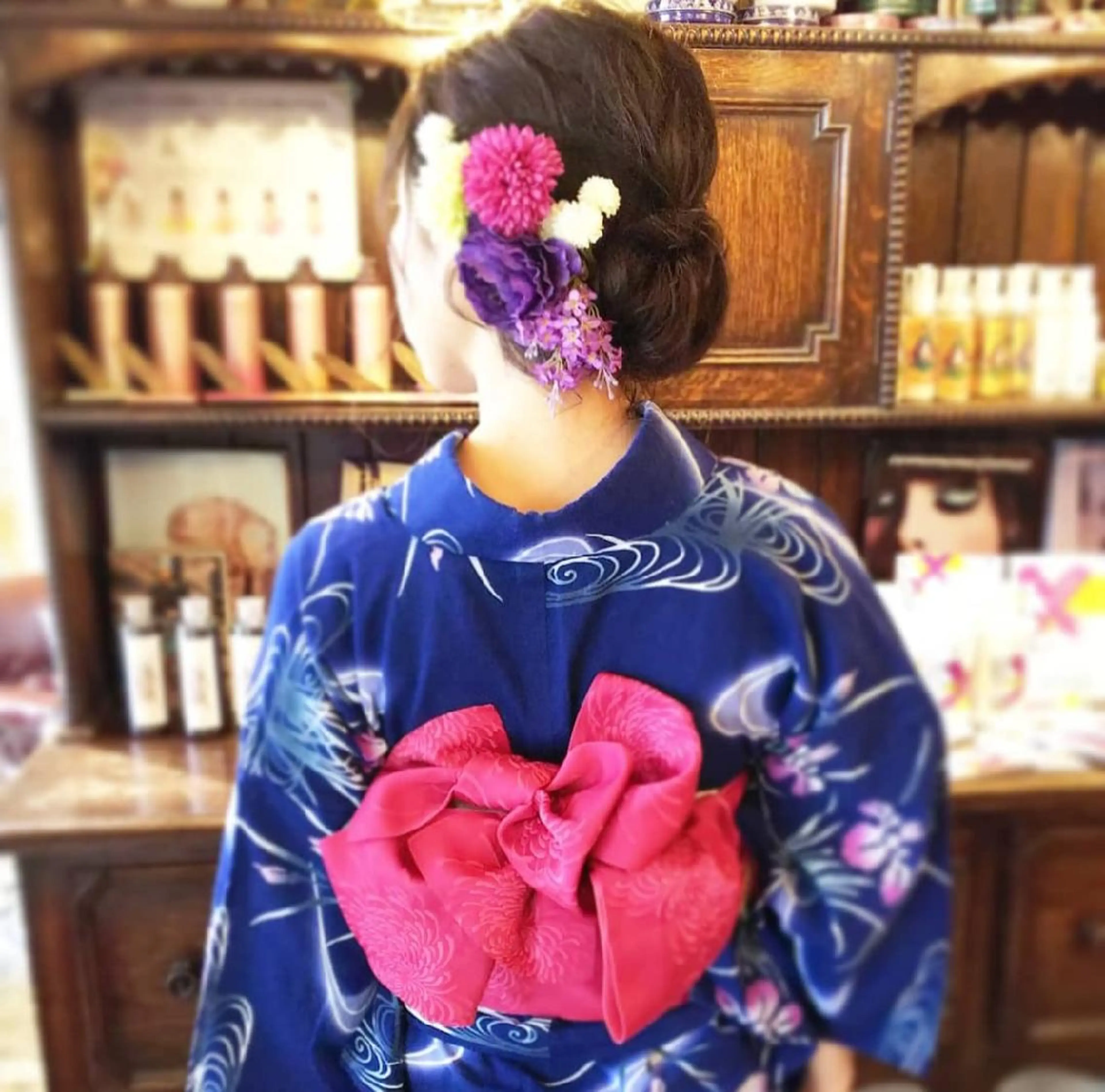 ミディアム ヘアアレンジ 浴衣 デザインカラー /aiのヘアスタイル