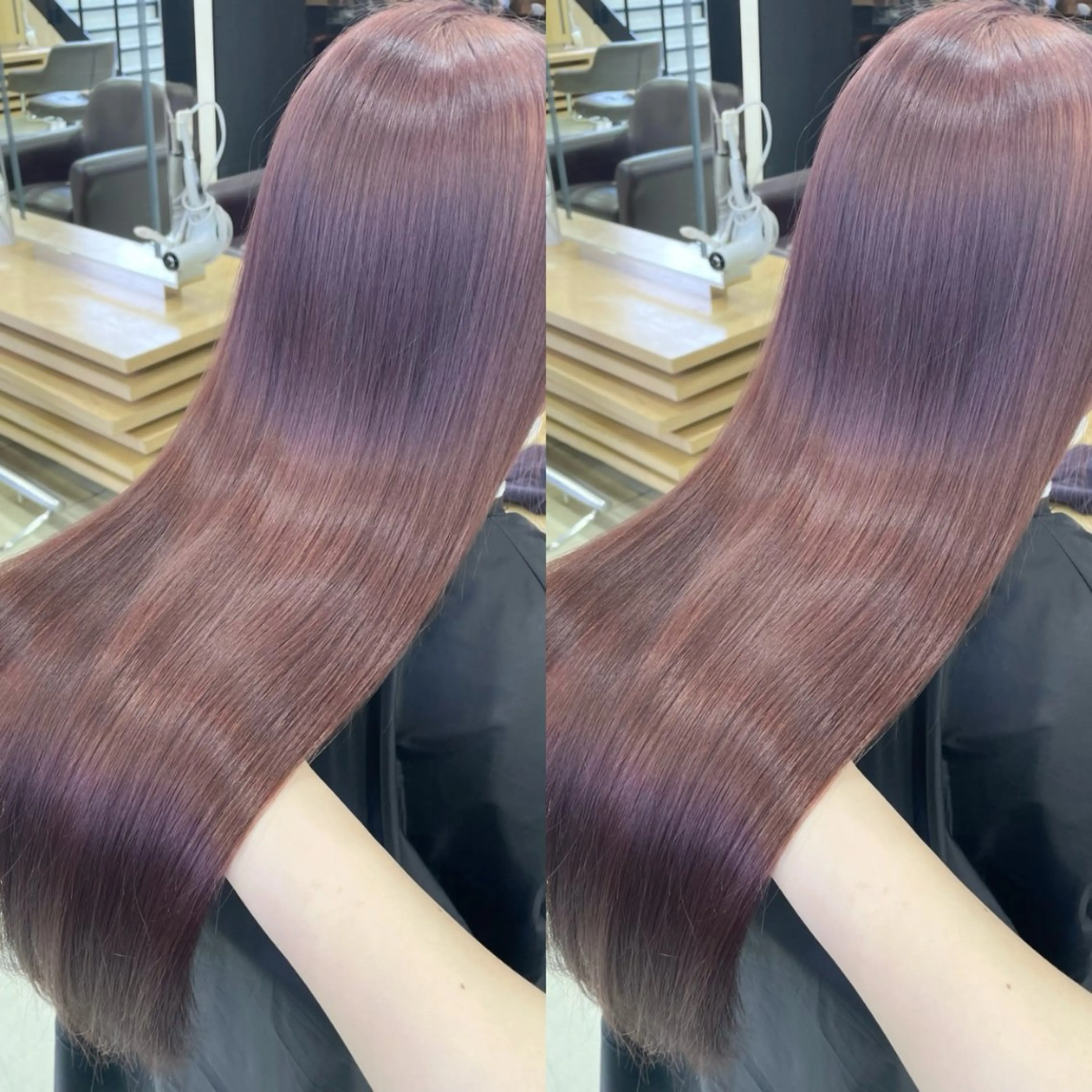 ロング ピンクブラウン ピンクラベンダー 髪質改善 ヘアカラー トリートメント 艶髪カラー🫧 髪質改善🪽萩原のヘアスタイル