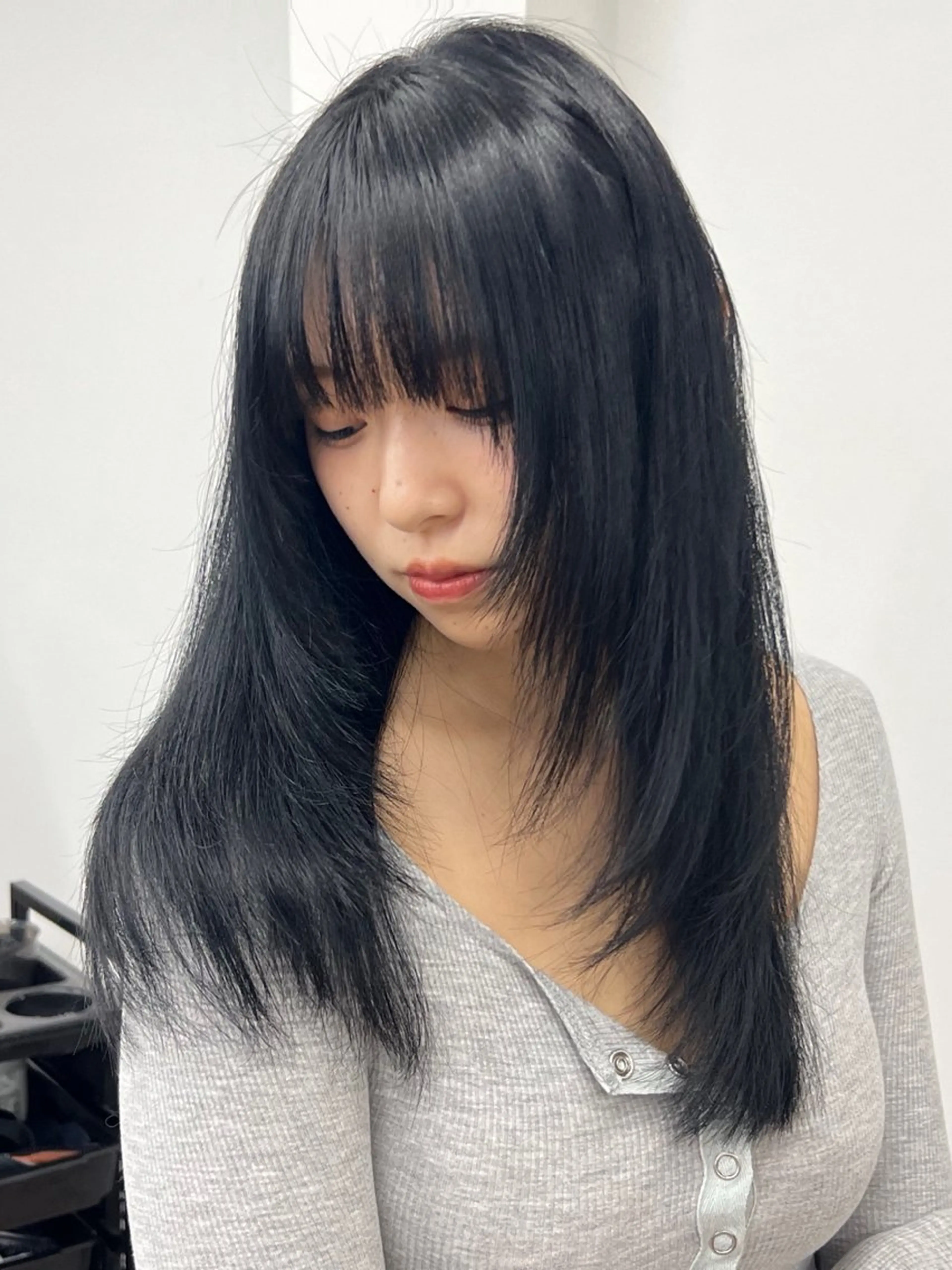ロング カラー 黒髪 ブルーカラー ブルーブラック レイヤーカット カット ヘアカラー トリートメント 渋谷レイヤーカット❌ 縮毛矯正専門/武田涼のヘアスタイル