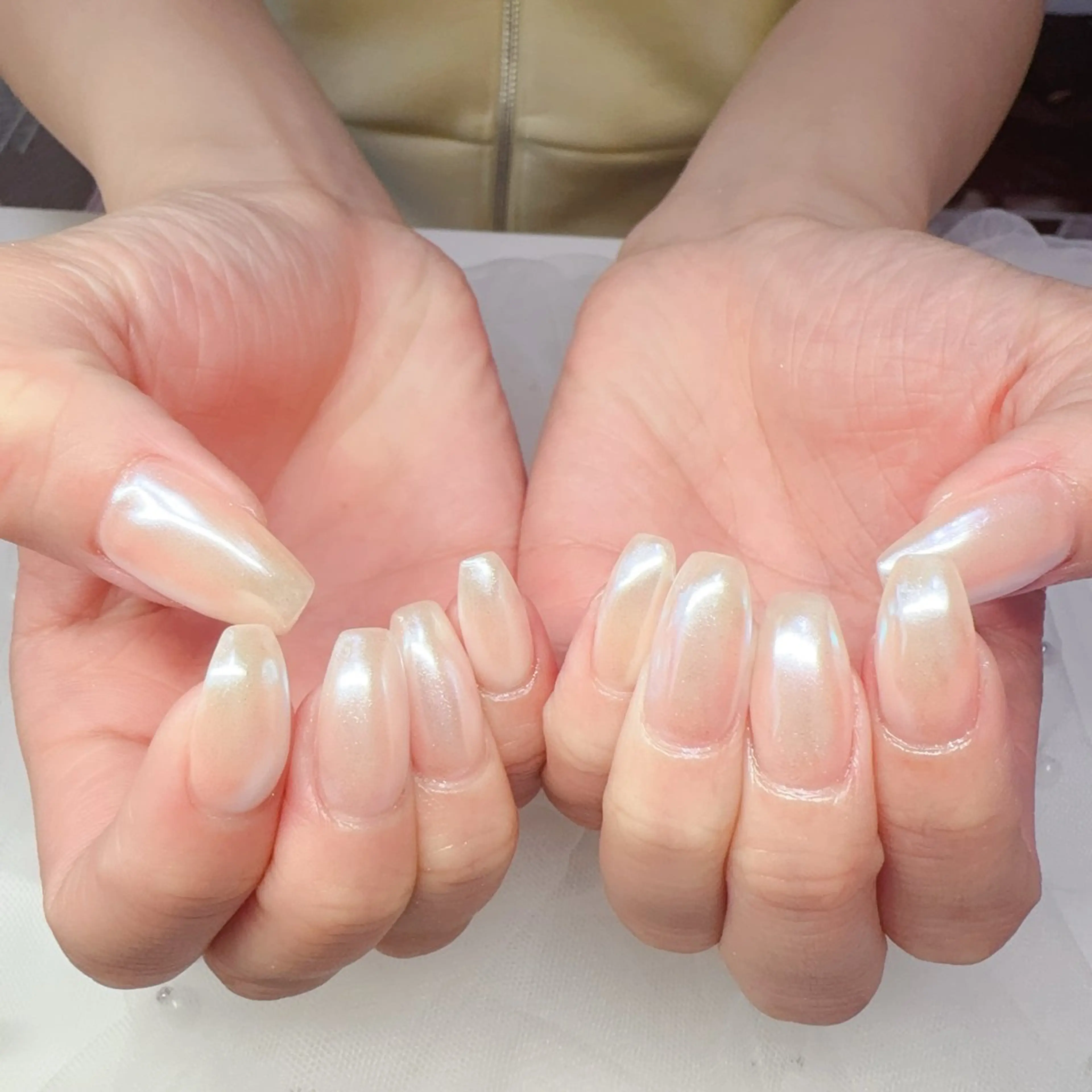 ネイル オーロラネイル チークネイル 成人式 長さ出し ジェルネイル ハンドネイル YUYI.nail salonのネイルデザイン