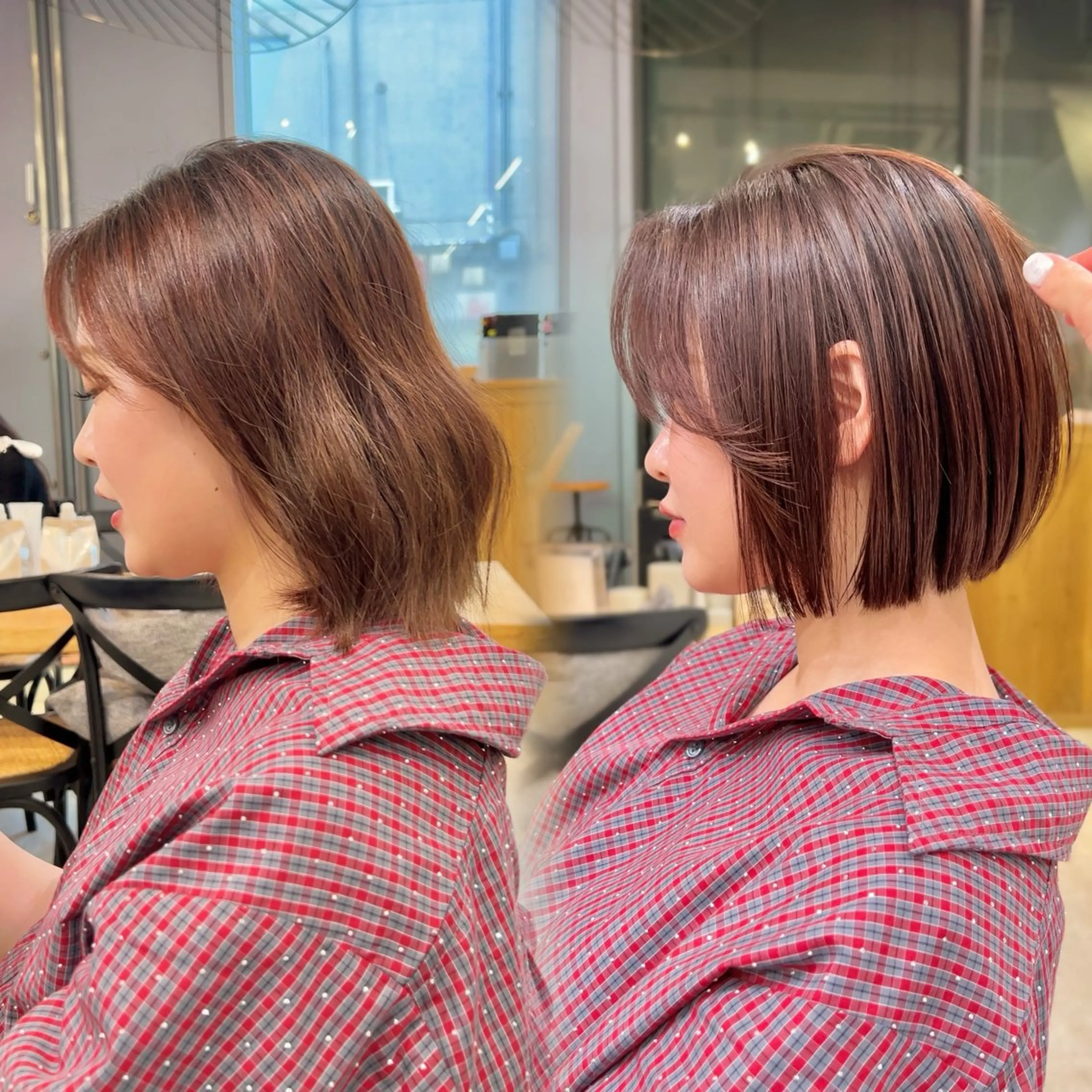 ショート カラー 縮毛矯正 ⭐️似合わせボブ ⭐️かえでのヘアスタイル