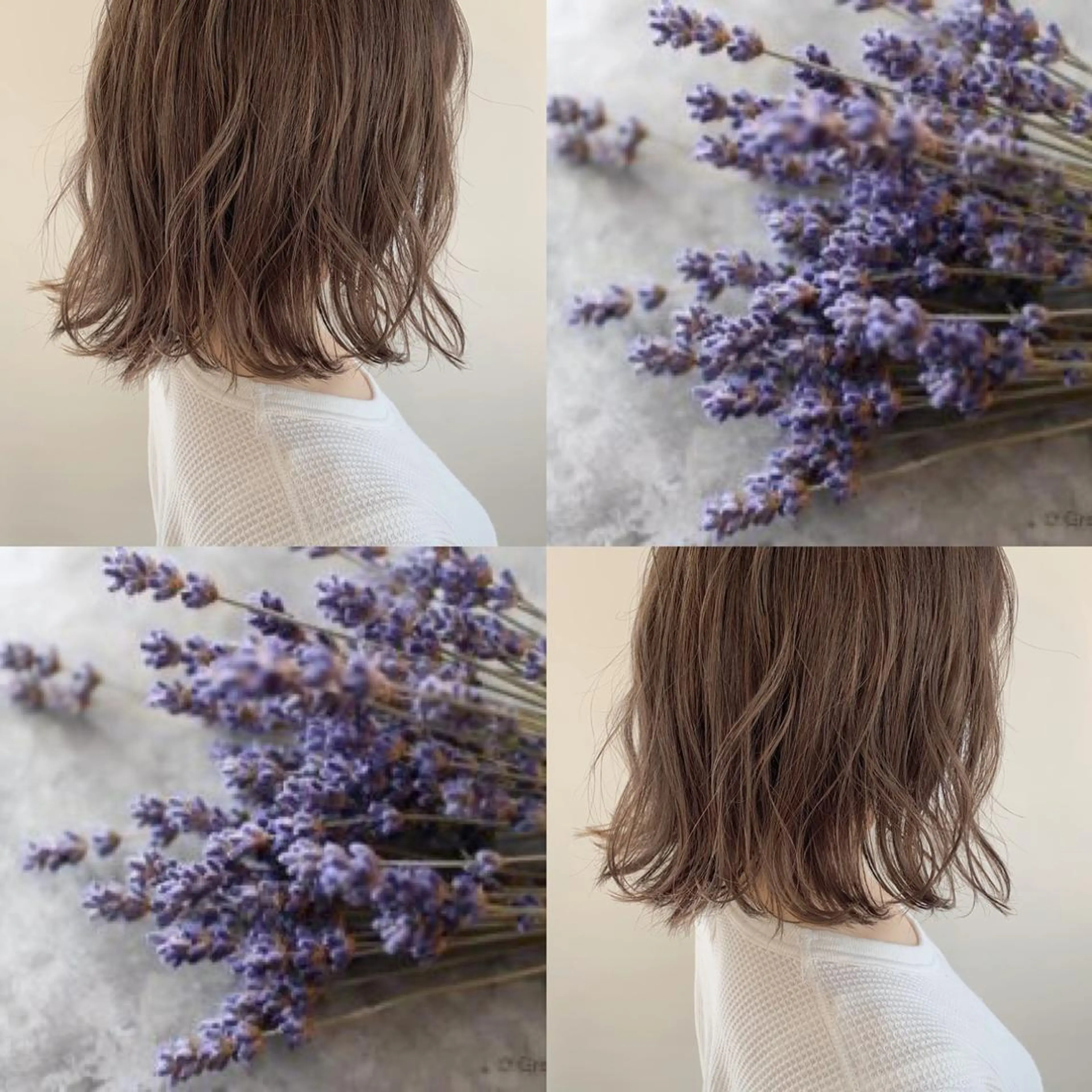 ミディアム カラー パーマ ヘアアレンジ グレージュ ラベンダーカラー ラベンダーグレージュ ラベンダーグレー 加藤 綾華のヘアスタイル