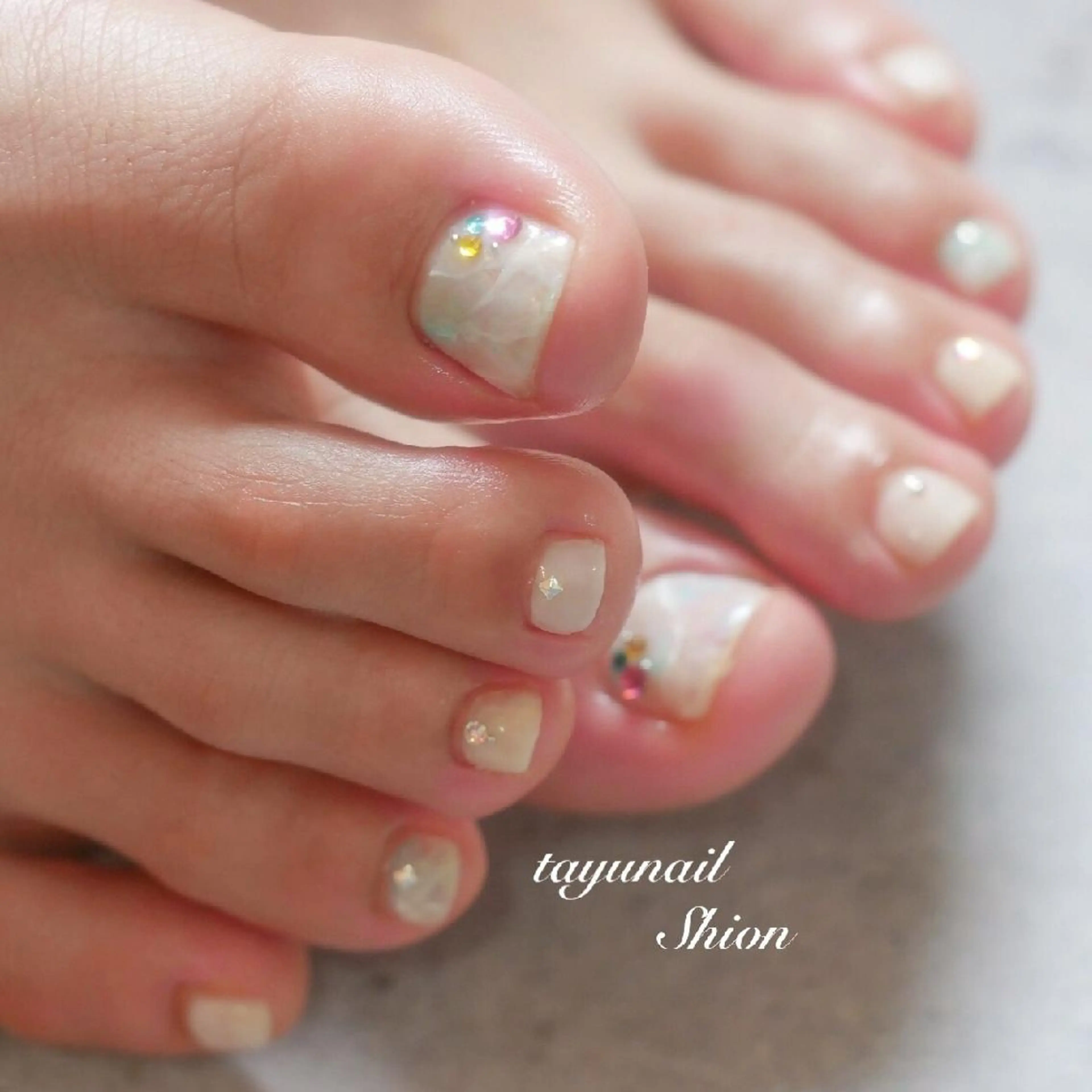 ネイル アートネイル ブルー フットネイル ジェルネイル パラジェル ネイルサロン 【たゆnail】のネイルデザイン