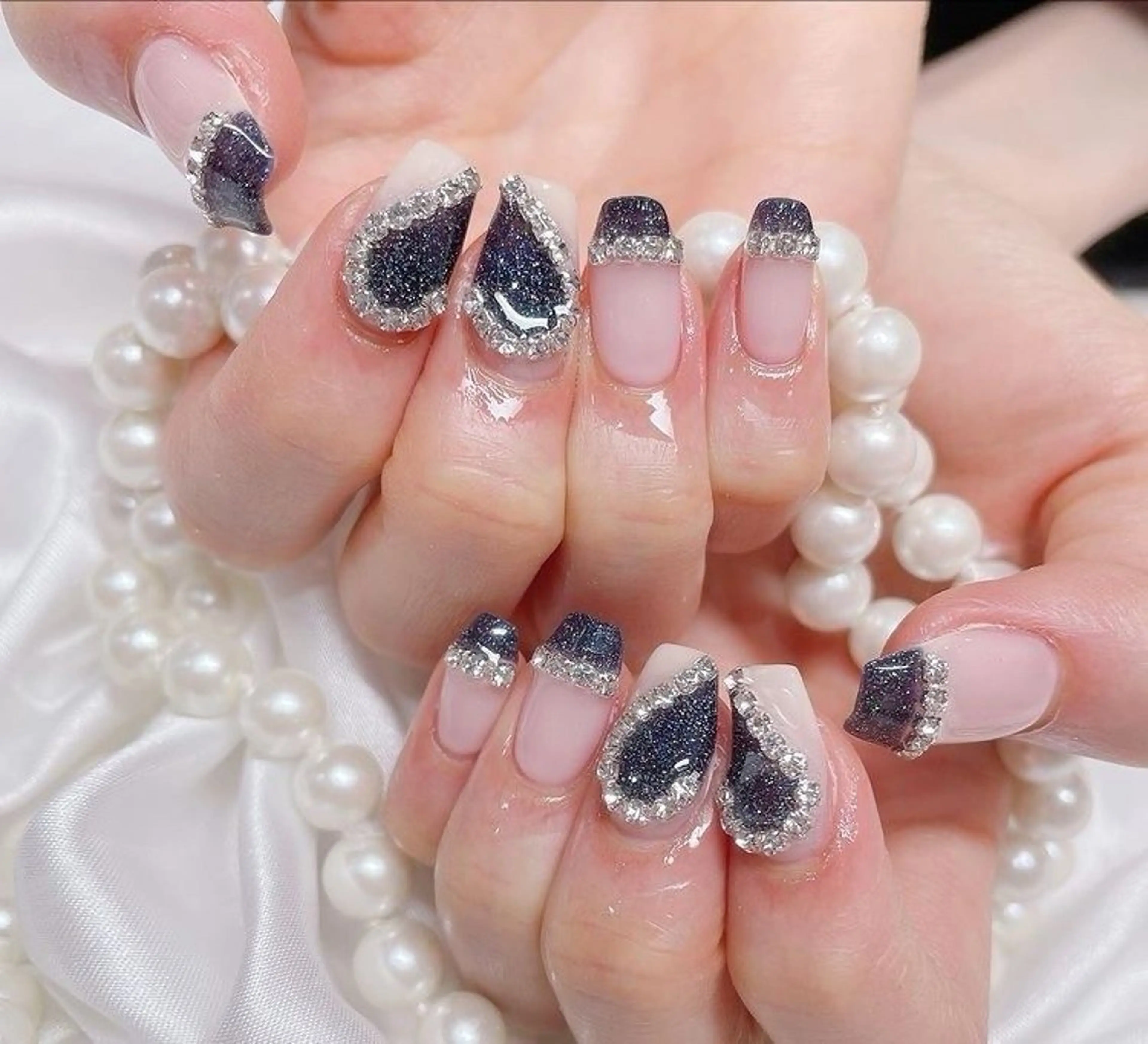 ネイル マグネットネイル ピンク ネイルチップ Lee Nailsのネイルデザイン