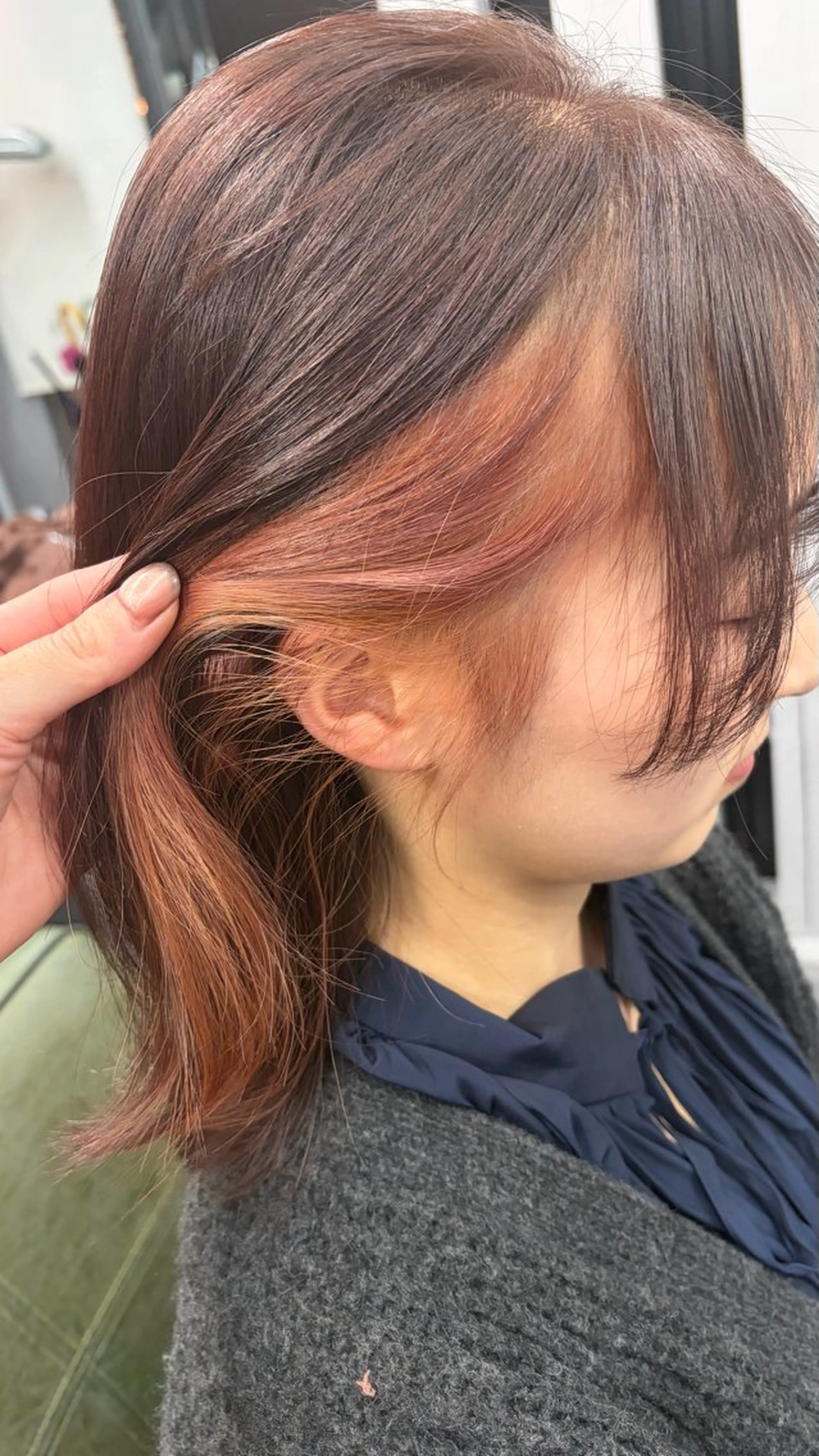 カラー ブラウンカラー オレンジ ピンクカラー やぶかみ りんのヘアスタイル