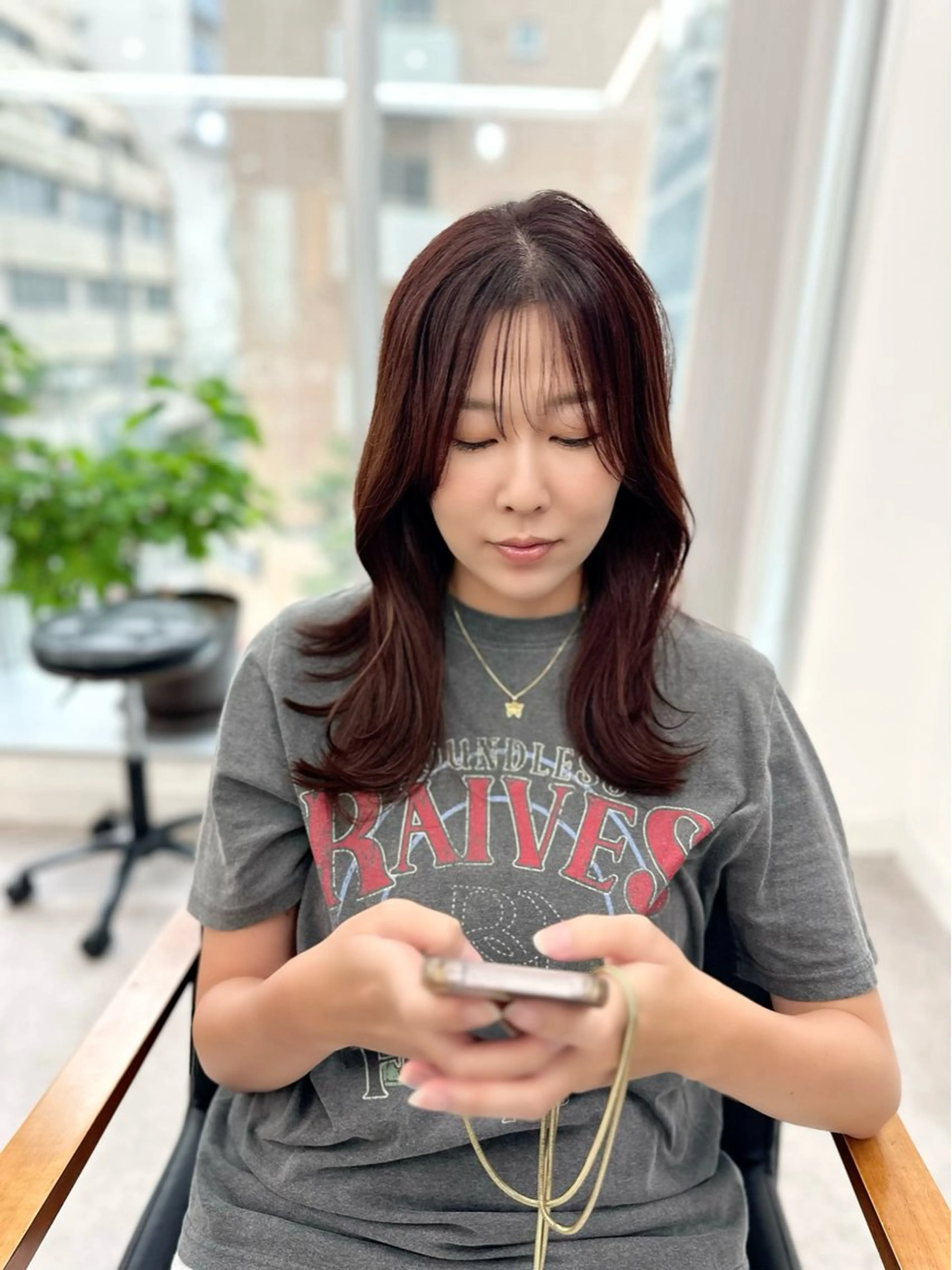 セミロング カラー パーマ ヘアアレンジ メンズ キッズ 骨格レイヤーカット 🌿美髪縮毛矯正のヘアスタイル