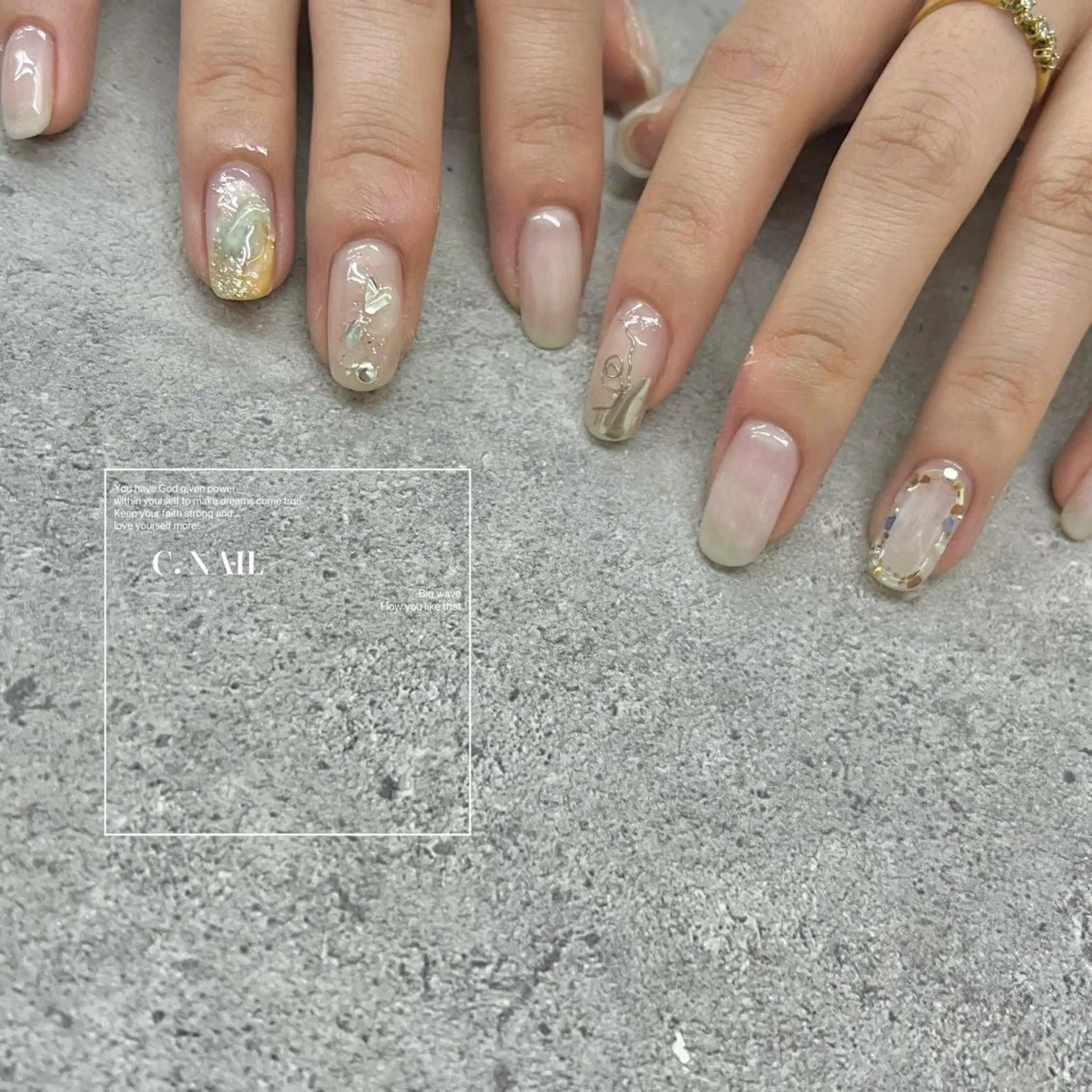 ネイル ジェルネイル ニュアンスネイル 夏ネイル C.Nail &Eye筑紫駅のネイルデザイン