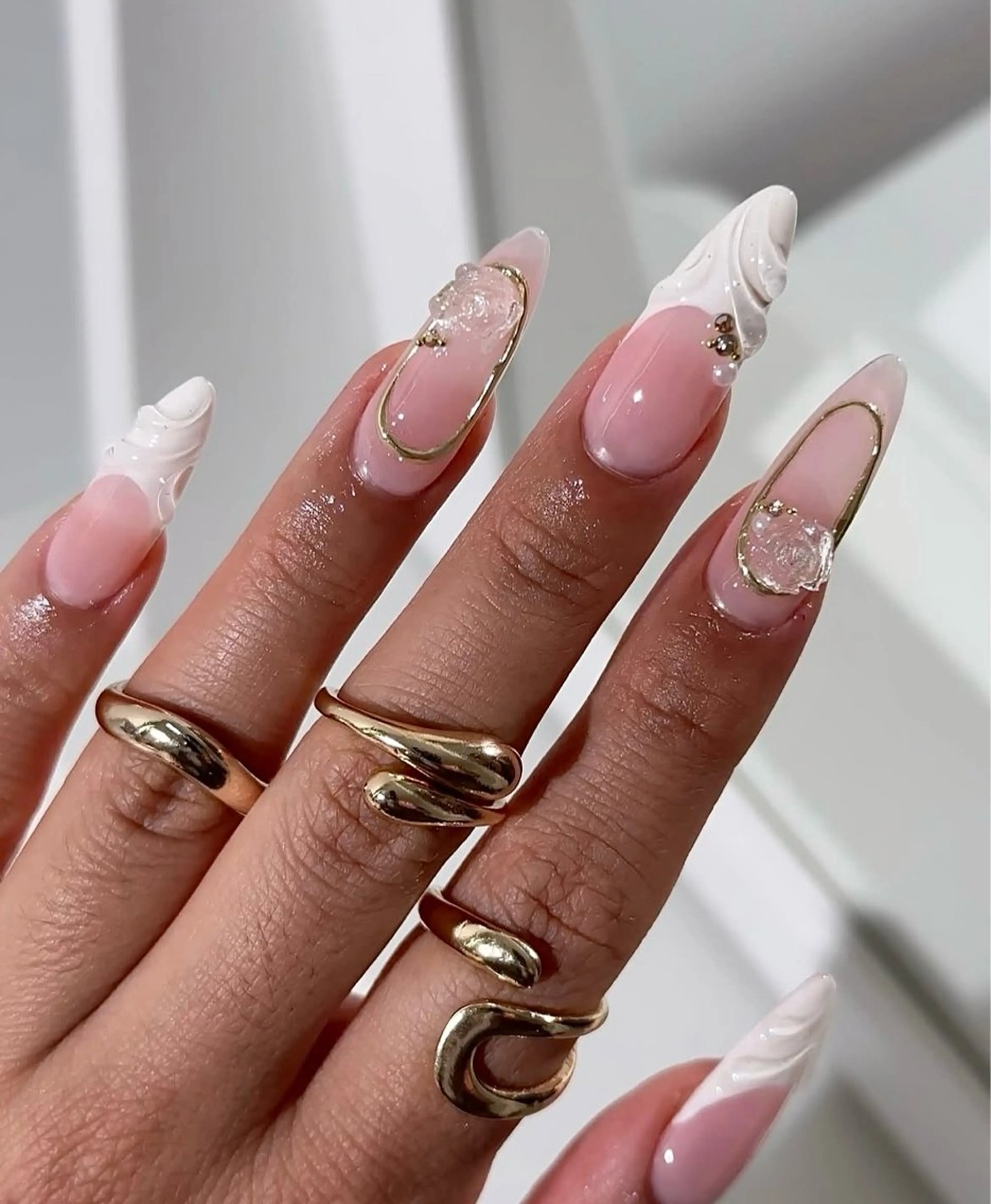 ネイル アートネイル フレンチネイル ジェルネイル 韓国ネイル ミラーネイル Rin Nail 新大久保店のネイルデザイン