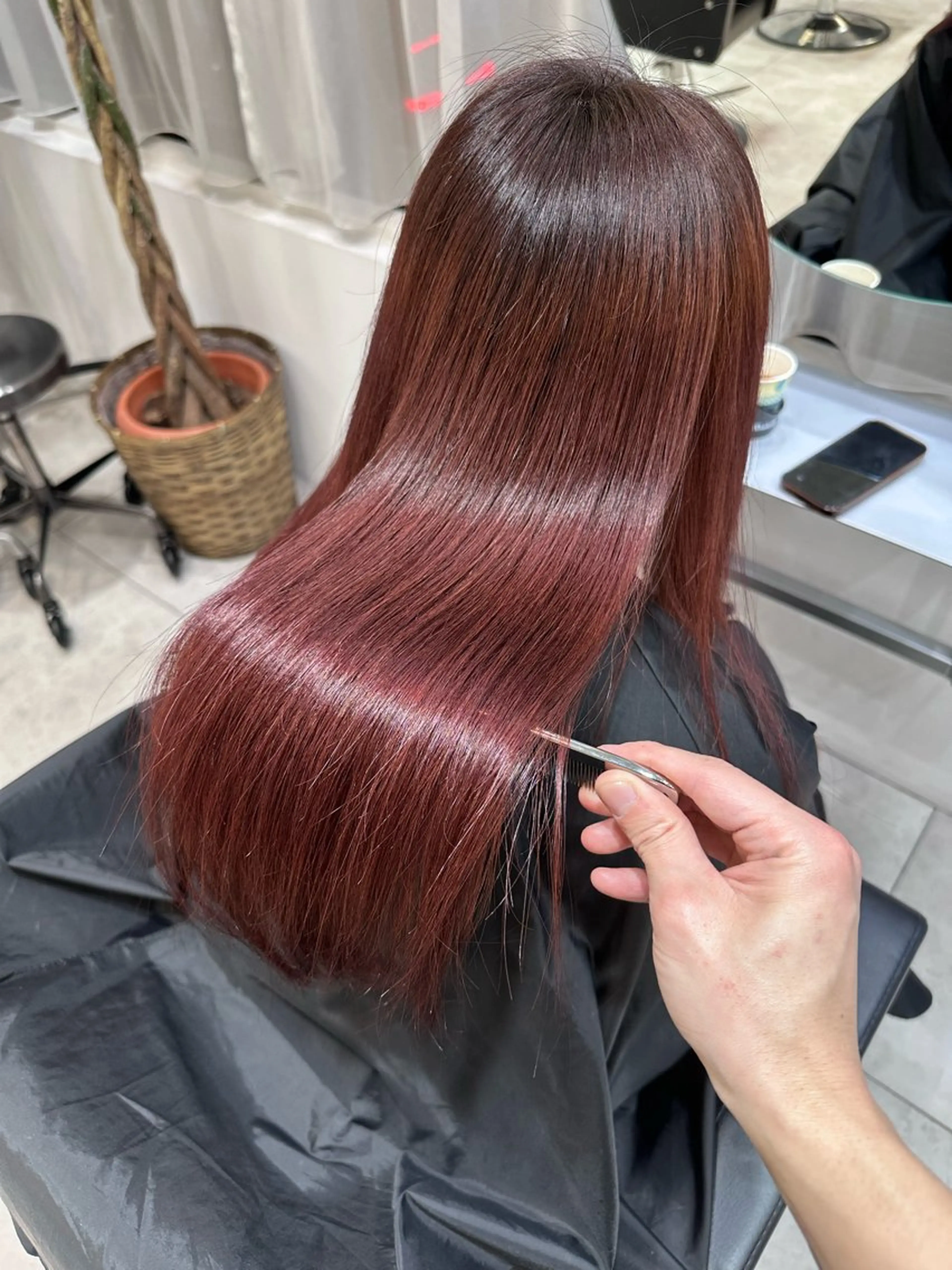 ロング ヘアカラー トリートメント 韓国ヘア/ワンホン ちひろのヘアスタイル