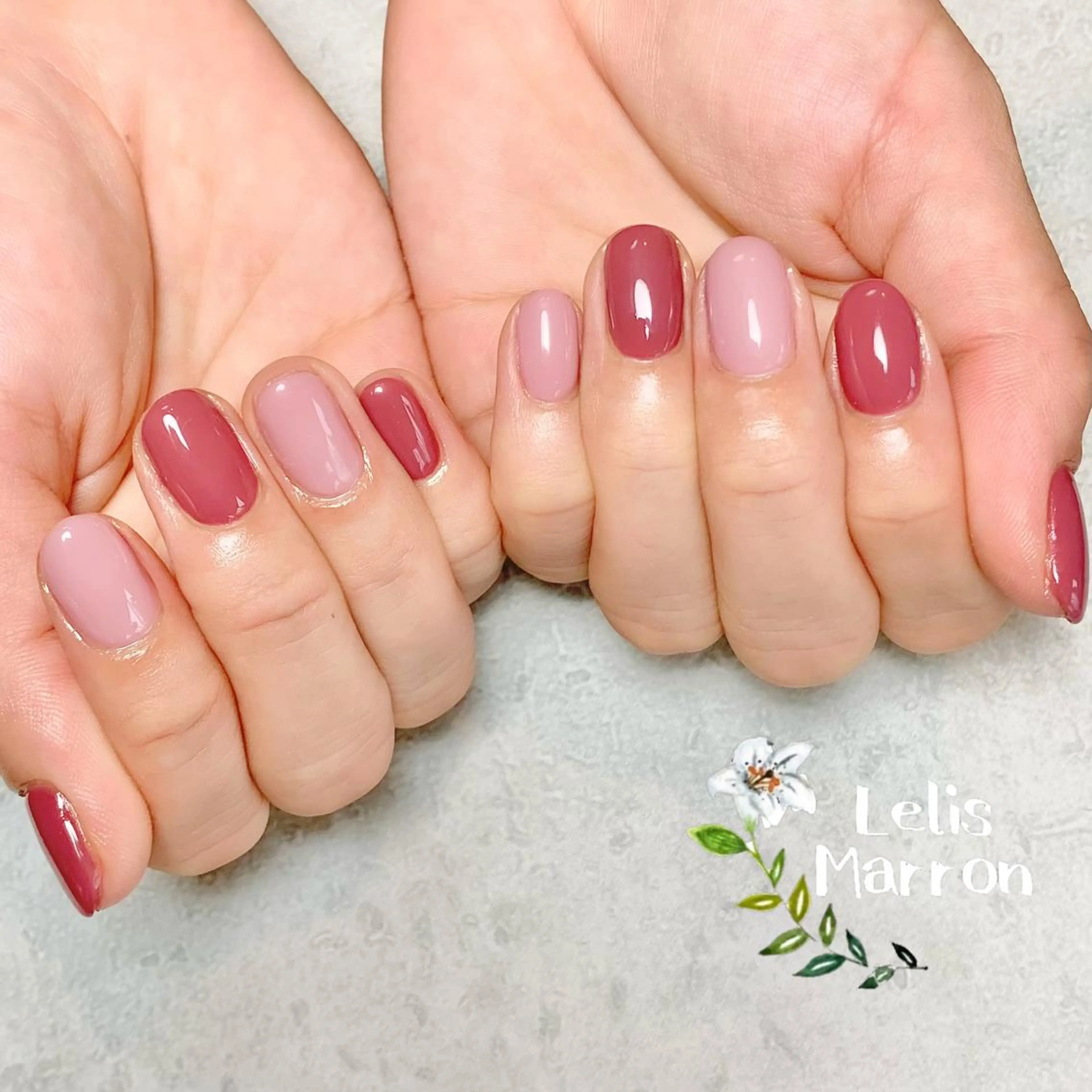 ネイル ジェルネイル オフィスネイル ワンカラーネイル ピンク ハンドネイル 岸 侑李のネイルデザイン