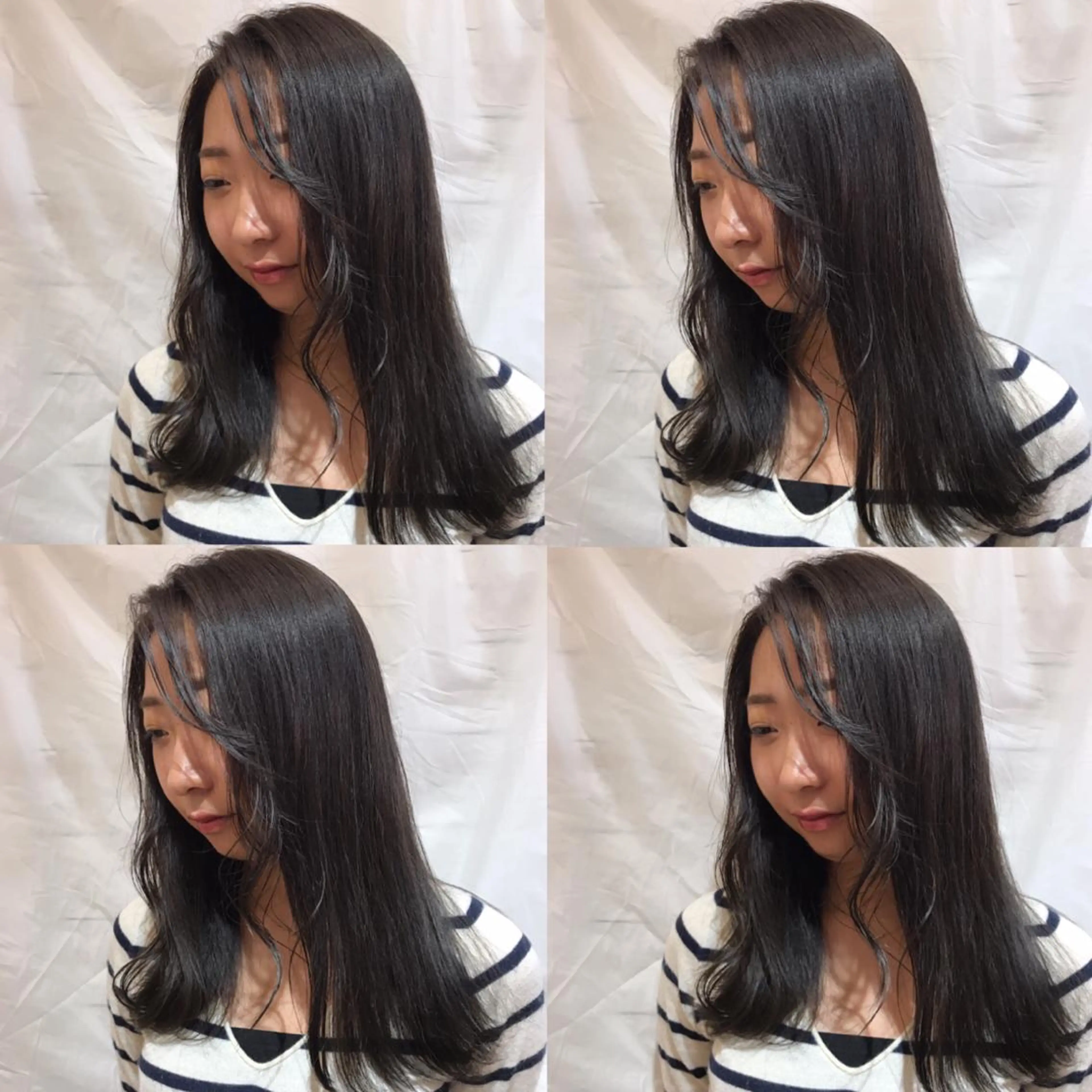 セミロング カラー ヘアアレンジ アッシュ ミント ブリーチなしカラー ダブルカラーエクステのヘアスタイル