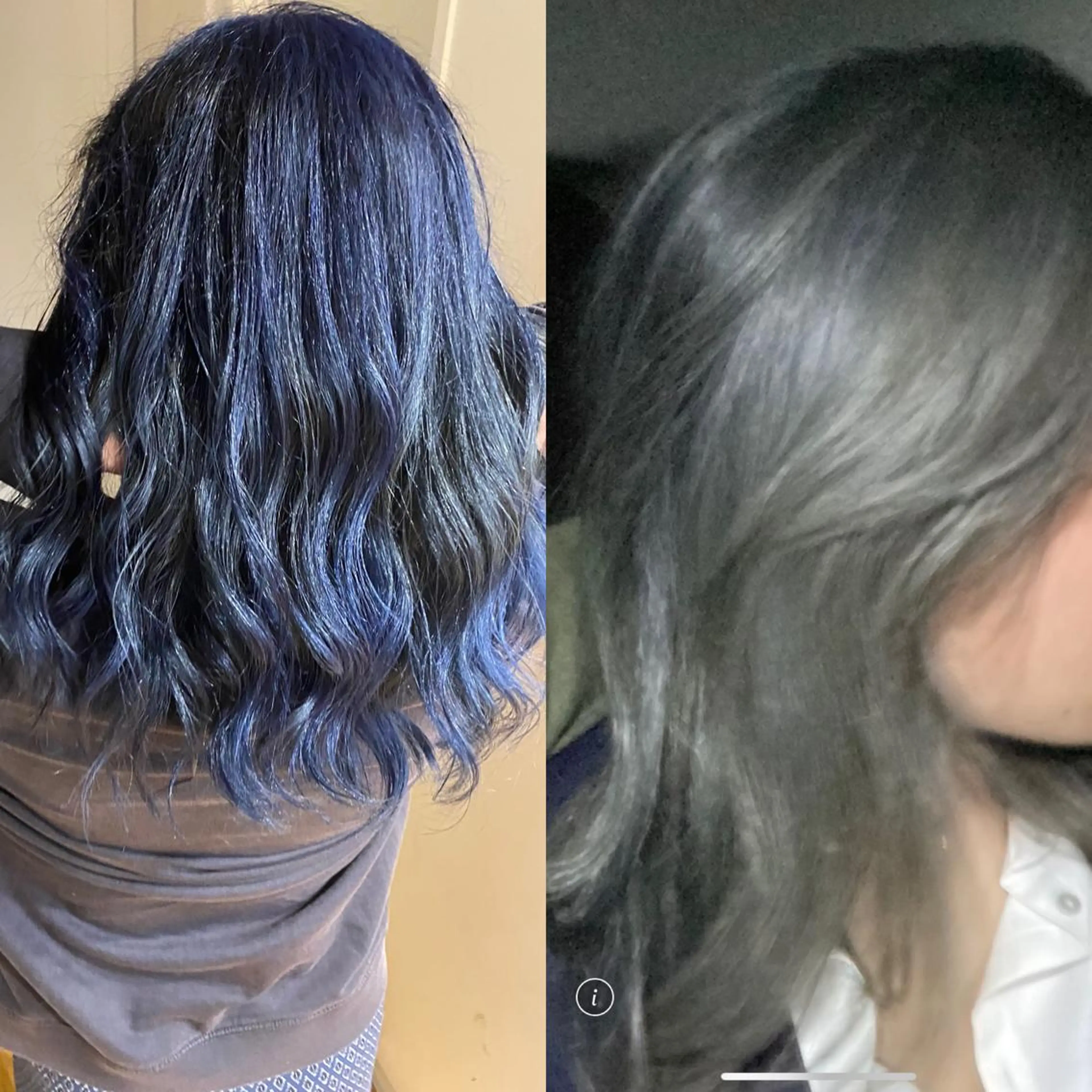セミロング カラー ヘアアレンジ ブルーカラー ネイビーカラー オレンジ 久米 治仁のヘアスタイル
