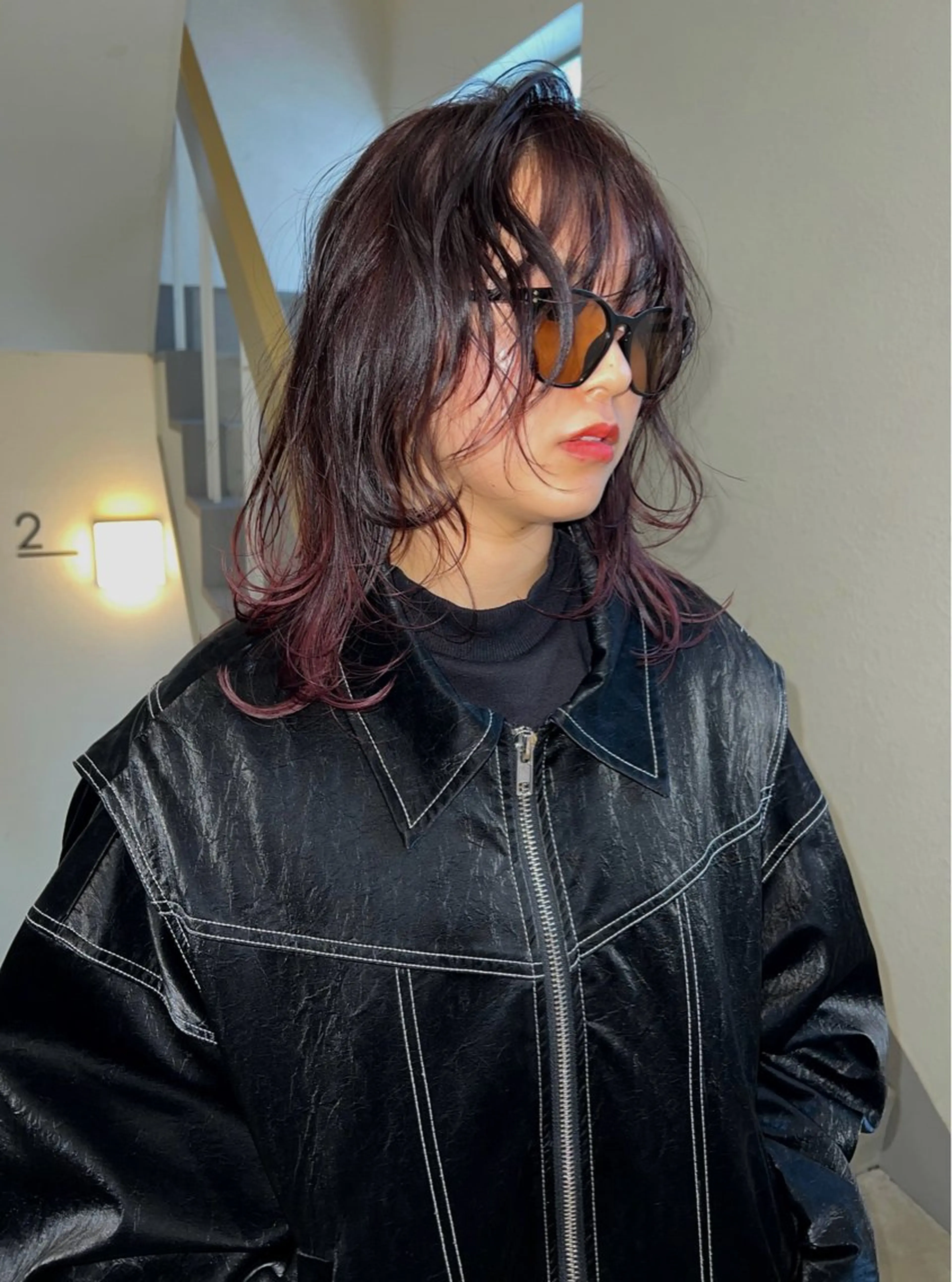 ミディアム レイヤーカット タナカ レイのヘアスタイル