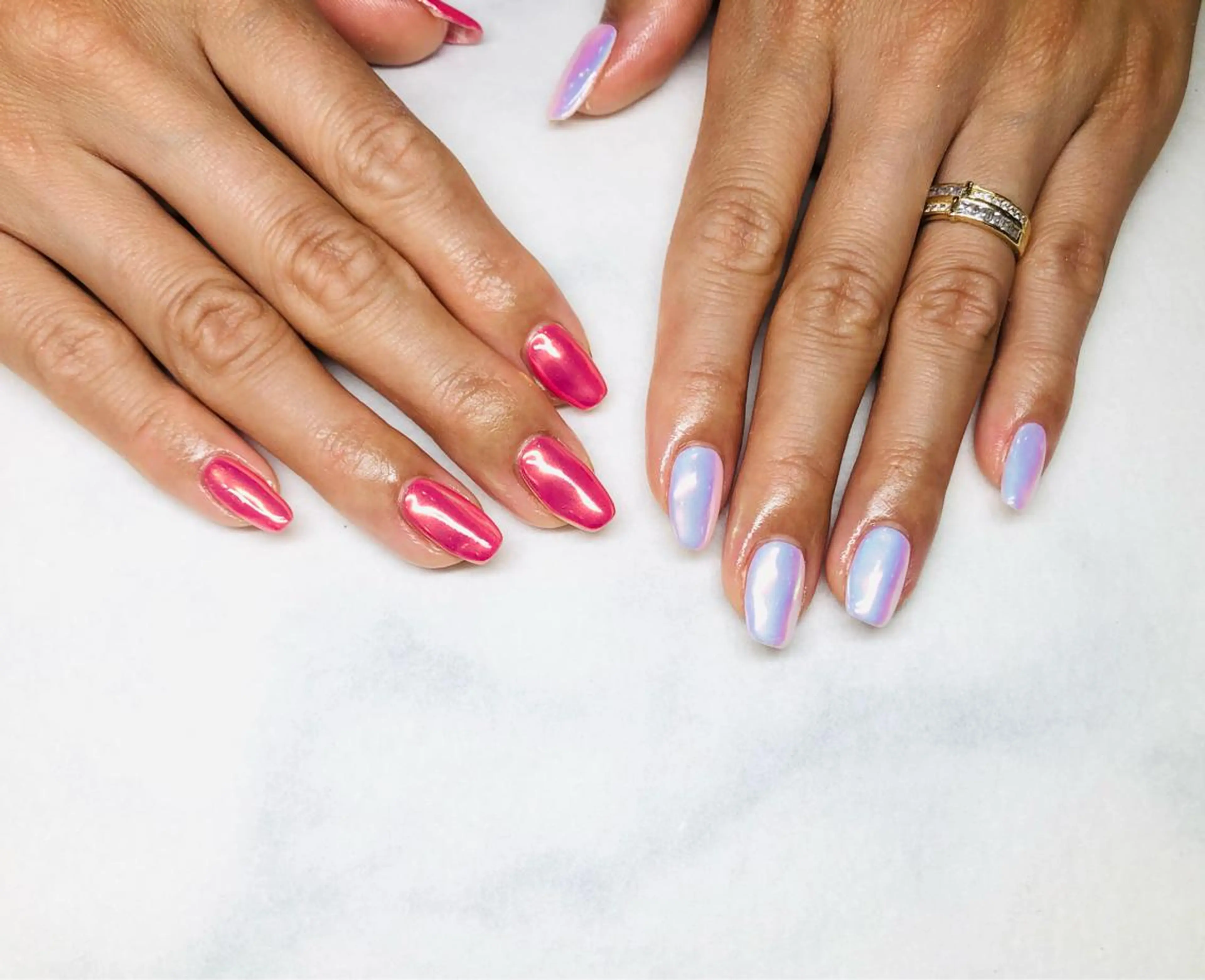 ネイル ミラーネイル 持ち込み ピンク いちじゅう あおいのネイルデザイン