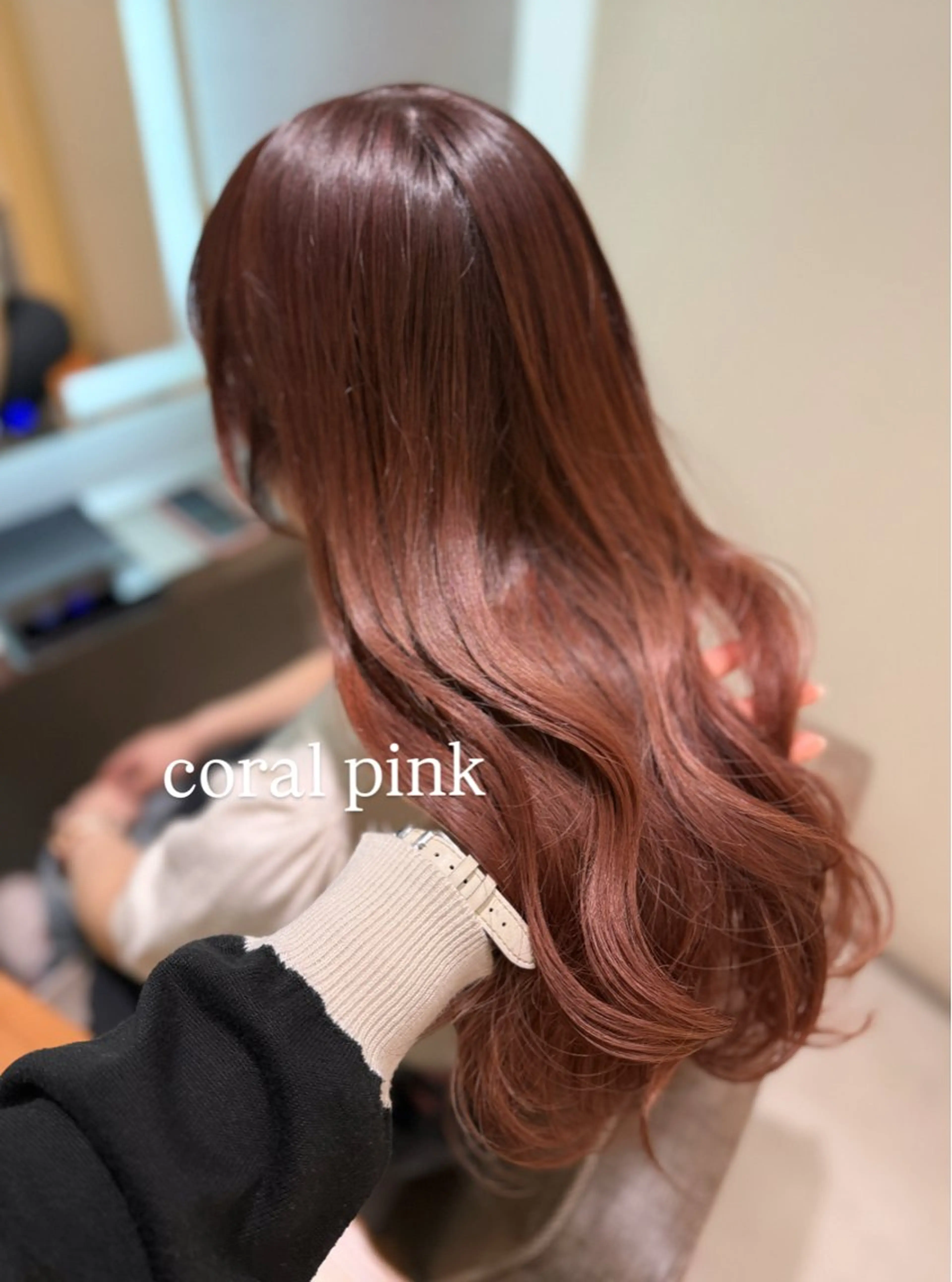 ロング カット ヘアカラー 顔まわり🎀ピンク 💖ゆうなのヘアスタイル