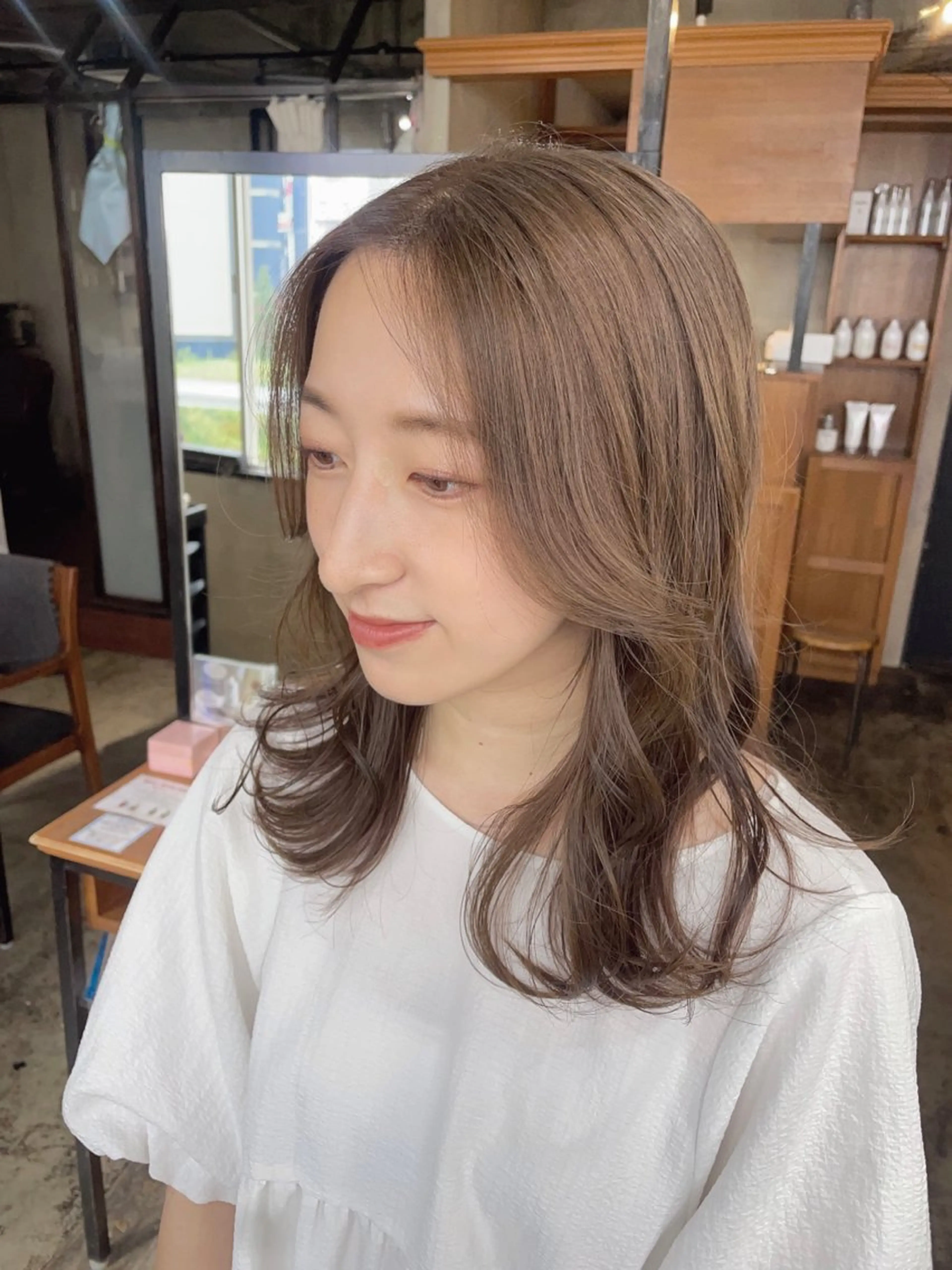 ミディアム カラー カット ヘアカラー 梅田美容室 山崎海波のヘアスタイル