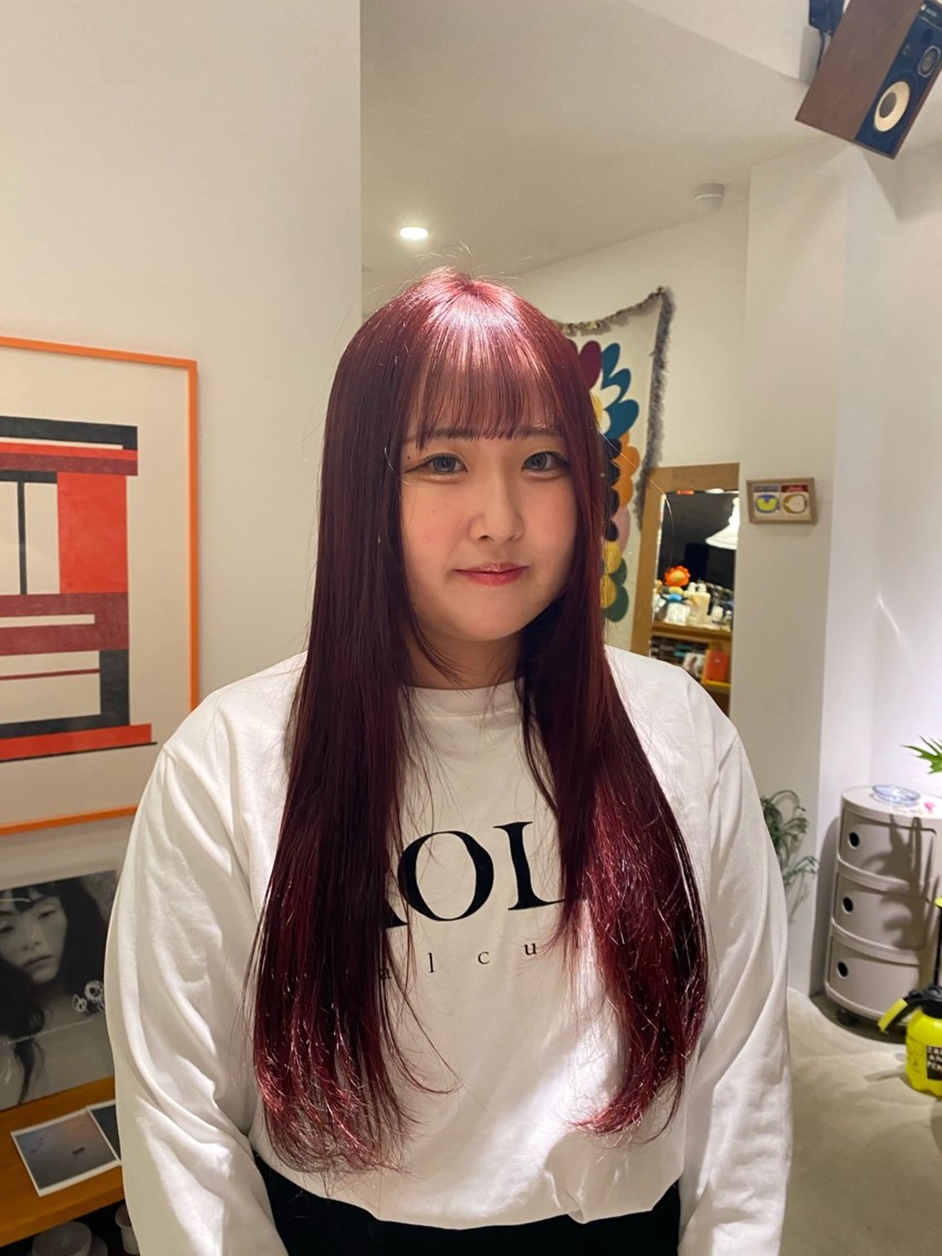 カラー ブリーチ ブリーチなしカラー レッドカラー 柏端 愛梨のヘアスタイル