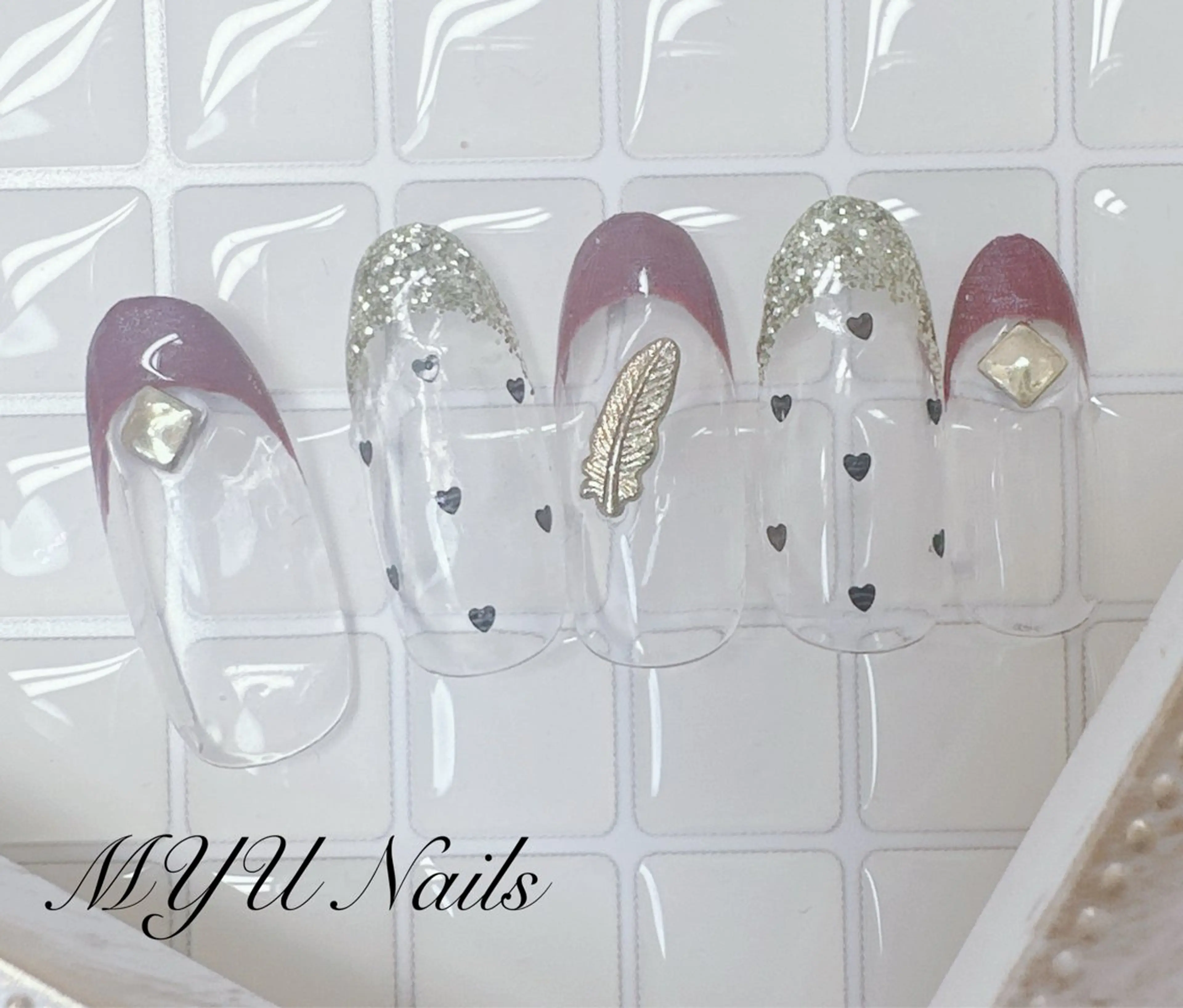 ネイル フレンチネイル ジェルネイル ハート 持ち込み ニュアンスネイル ハンドネイル ニュアンスネイル🌈 MYU Nailsのネイルデザイン