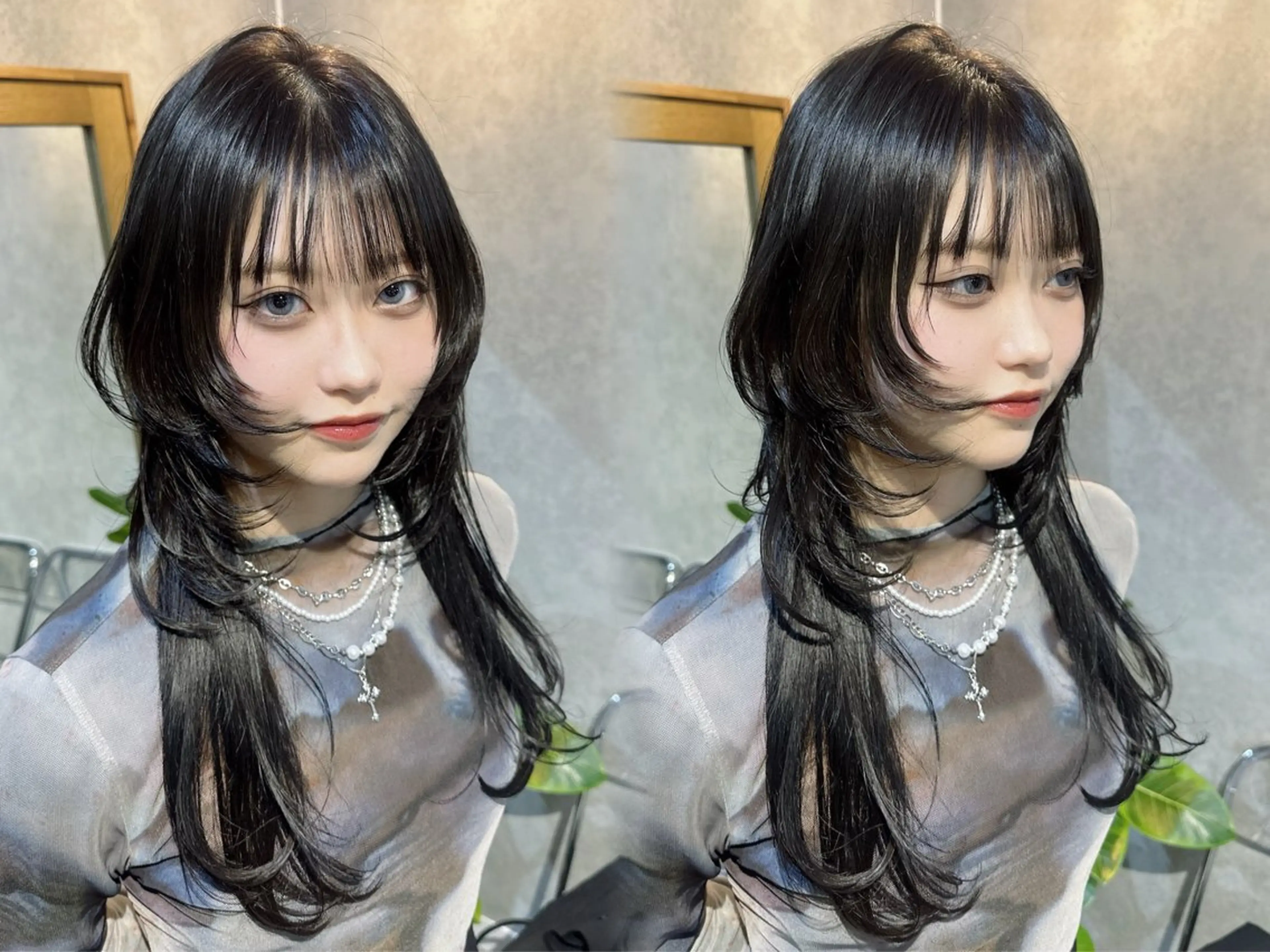 ロング カラー 銀座レイヤーカット ×シースルー前髪のヘアスタイル