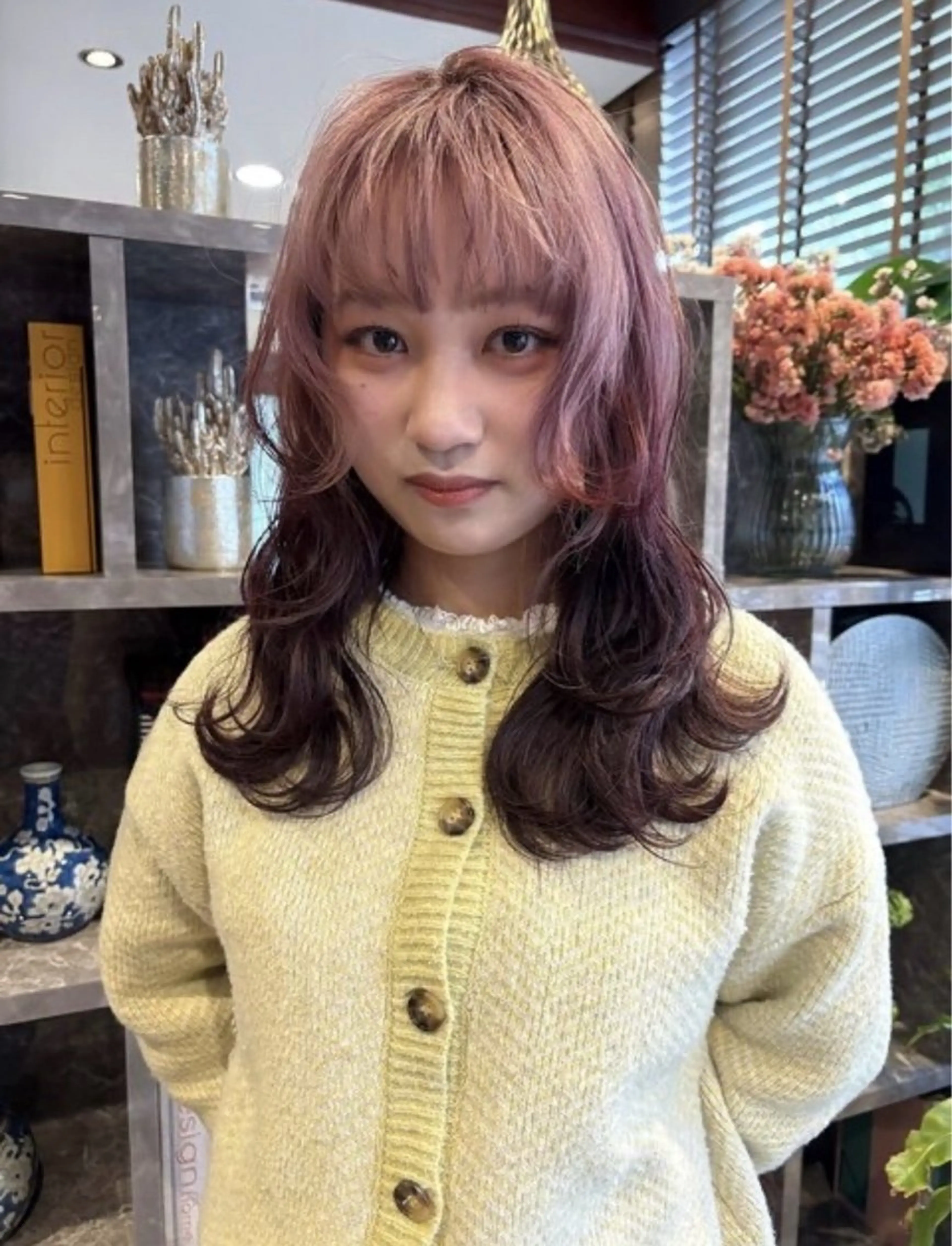 セミロング カラー カット ヘアカラー トリートメント くびれヘア/髪質改善 はるのヘアスタイル