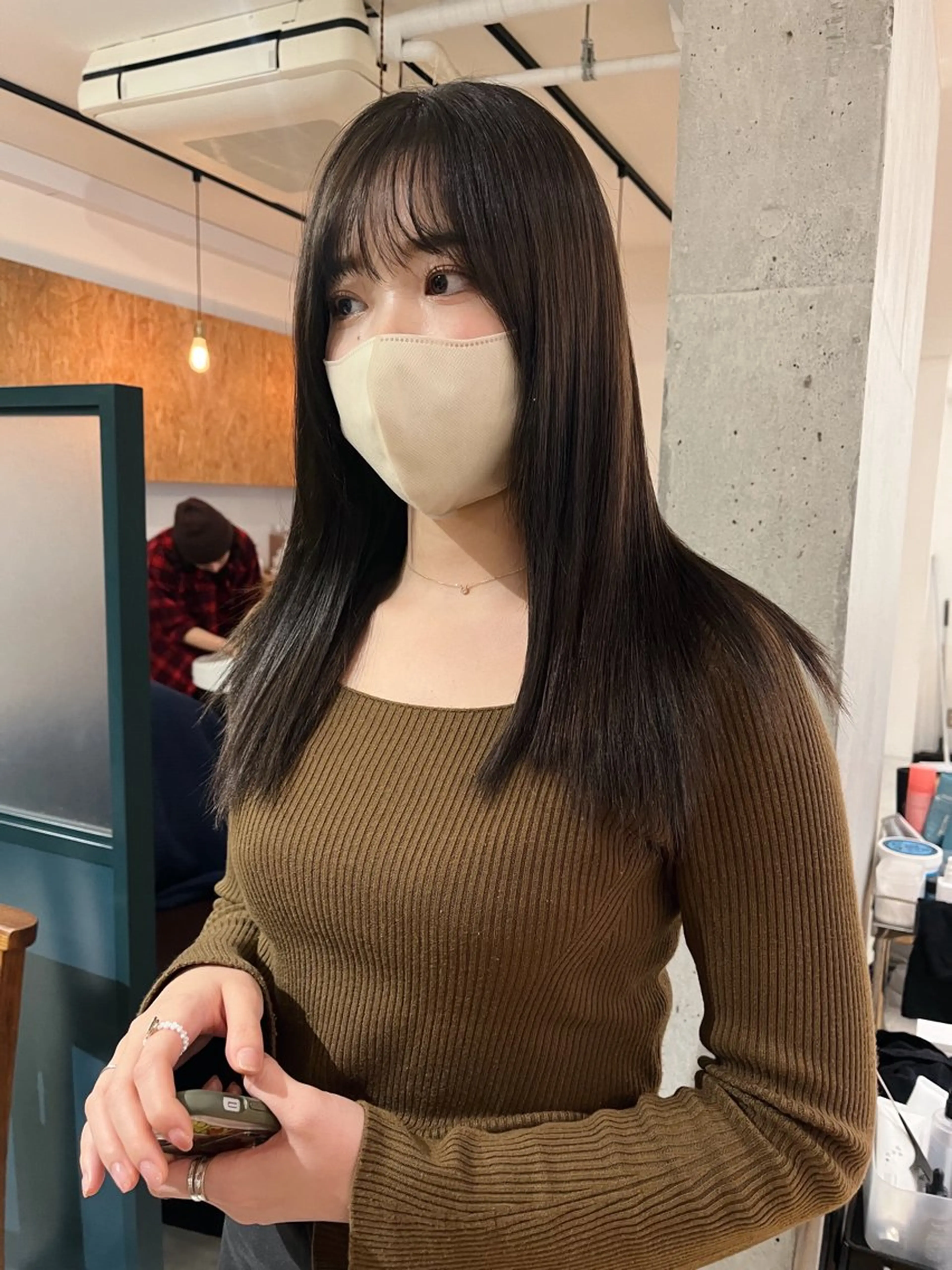 セミロング カラー 透明感カラー オリーブカラー 暖色/パーマ 🌼クニトウメイのヘアスタイル