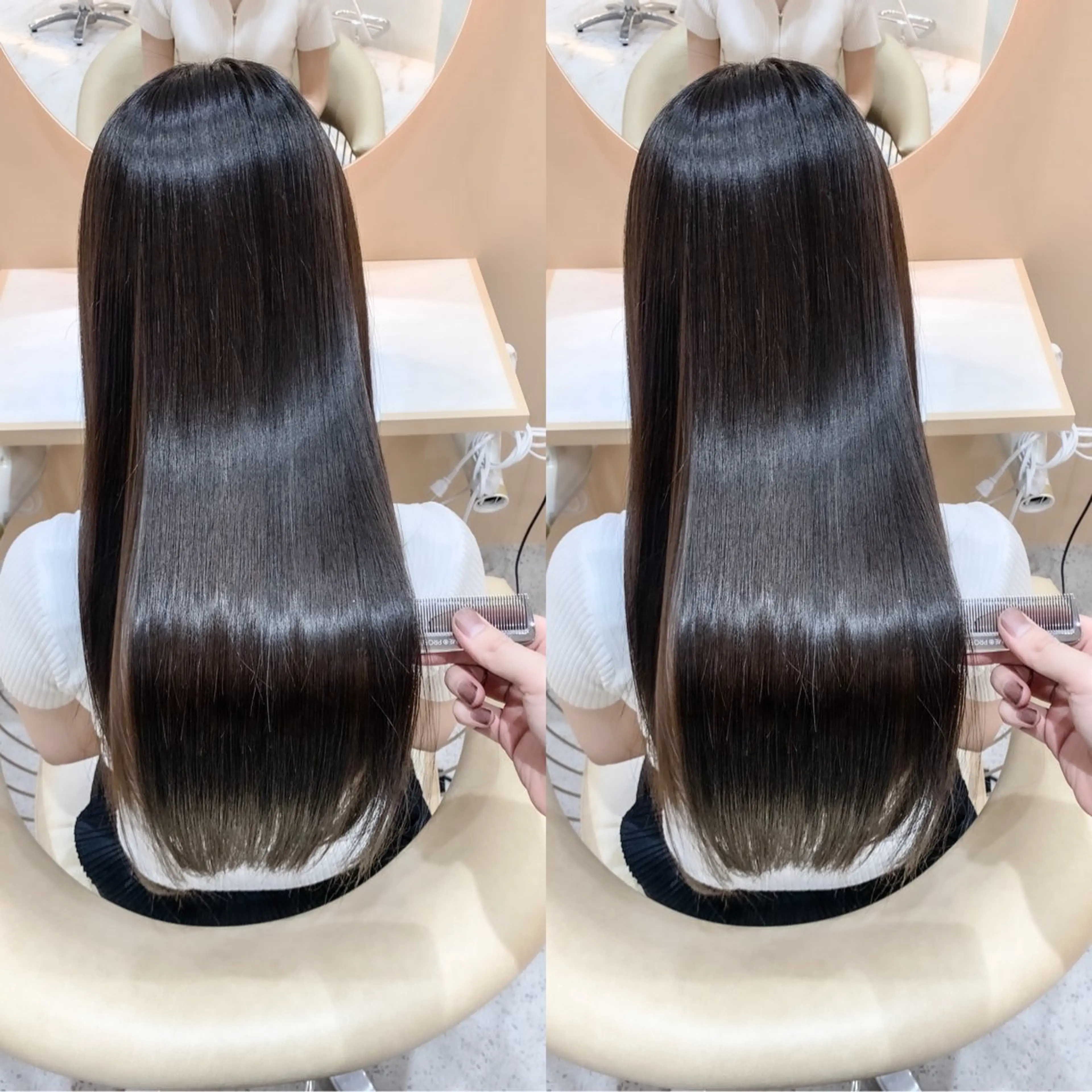 セミロング カラー ブリーチ 縮毛矯正 ✨美髪矯正×髪質改善 🍎カイト🍎渋谷のヘアスタイル