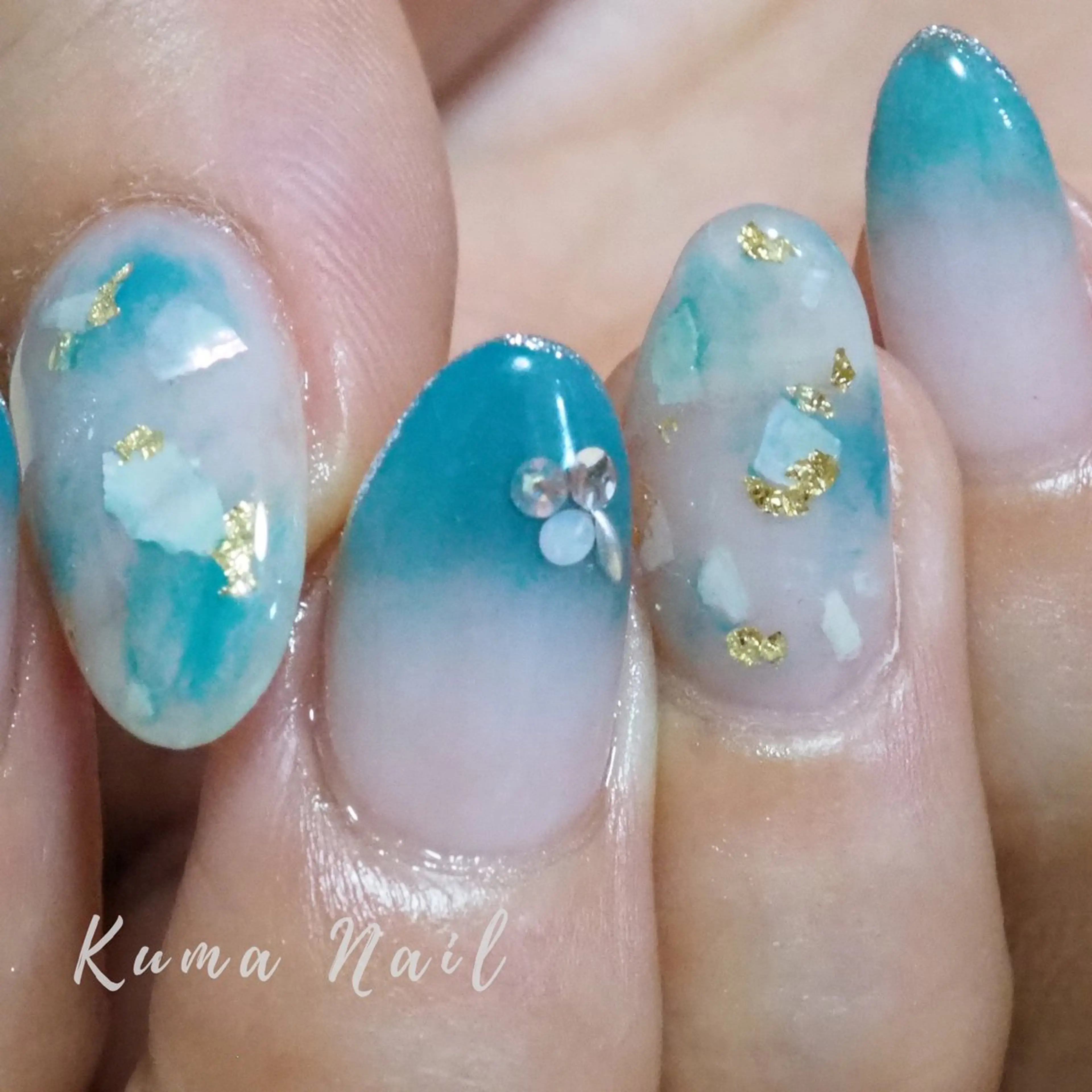 ネイル 持ち込み ニュアンスネイル 夏ネイル ハンドネイル Private salon Kuma Nail.所属・藤が丘ネイル Kuma Nailのネイルデザイン