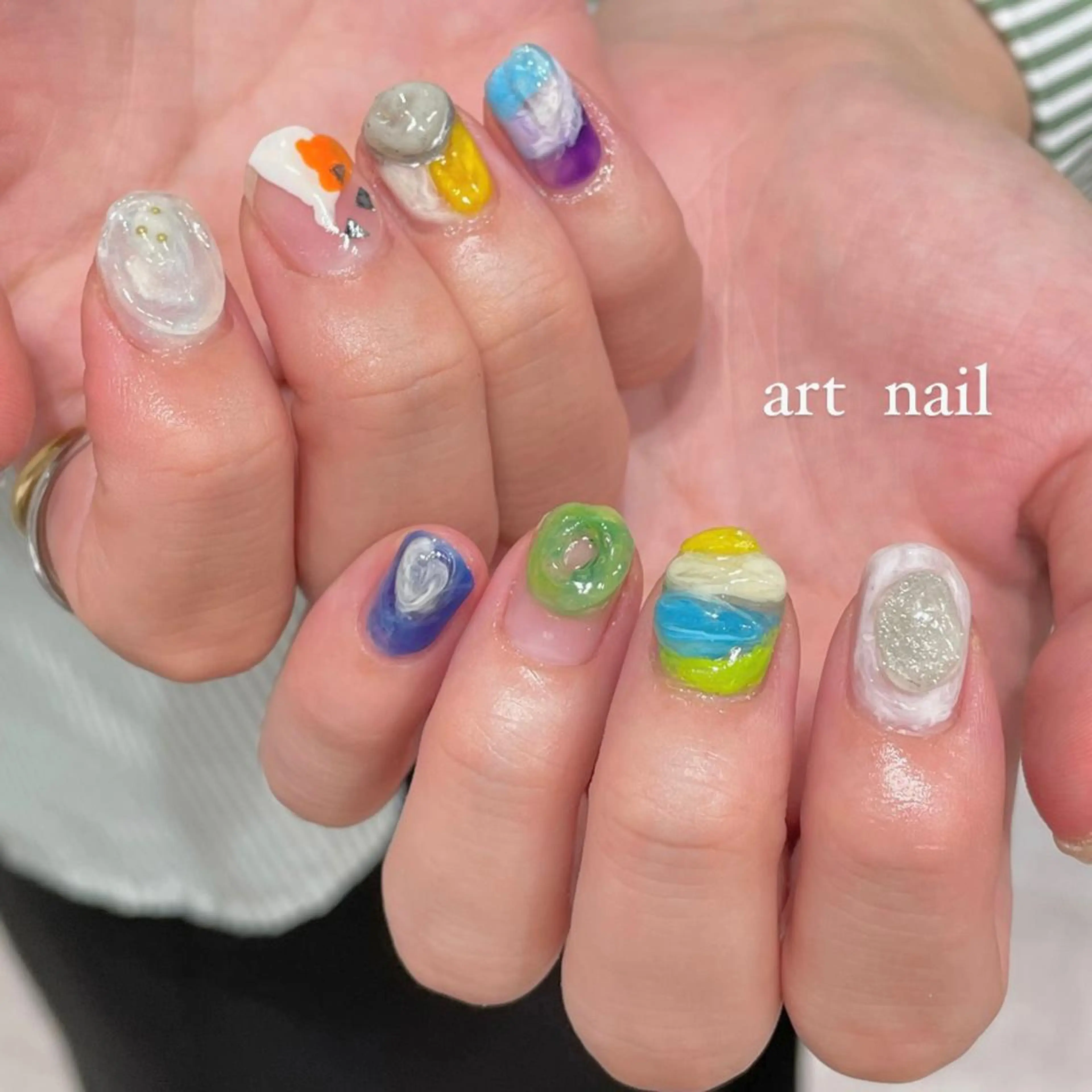 ネイル ハンドネイル 淡色ネイル 🎀moeのネイルデザイン