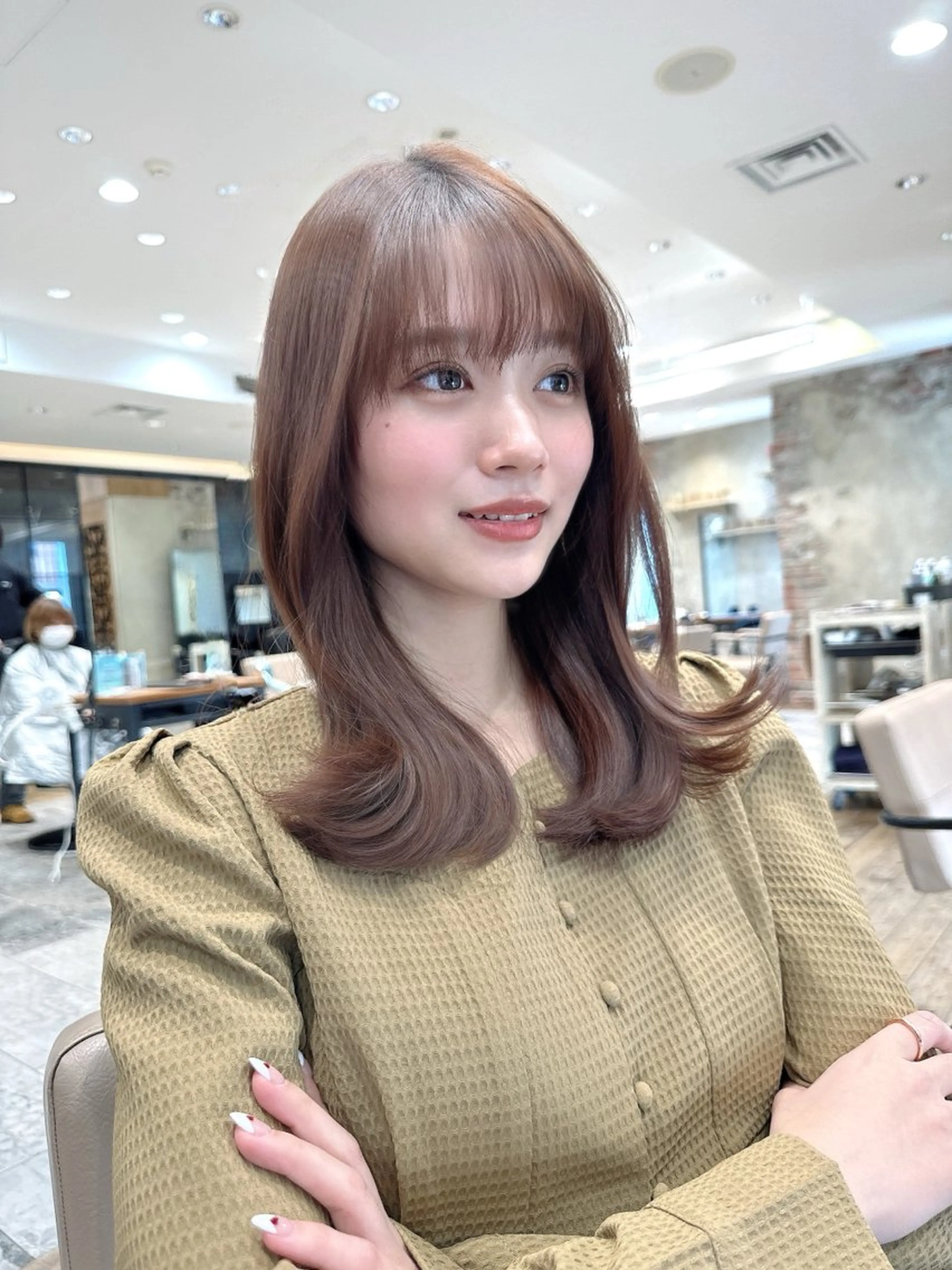 セミロング カラー 透明感カラー 小顔カット トリートメント レイヤー/韓国ヘア 💎石戸谷のヘアスタイル