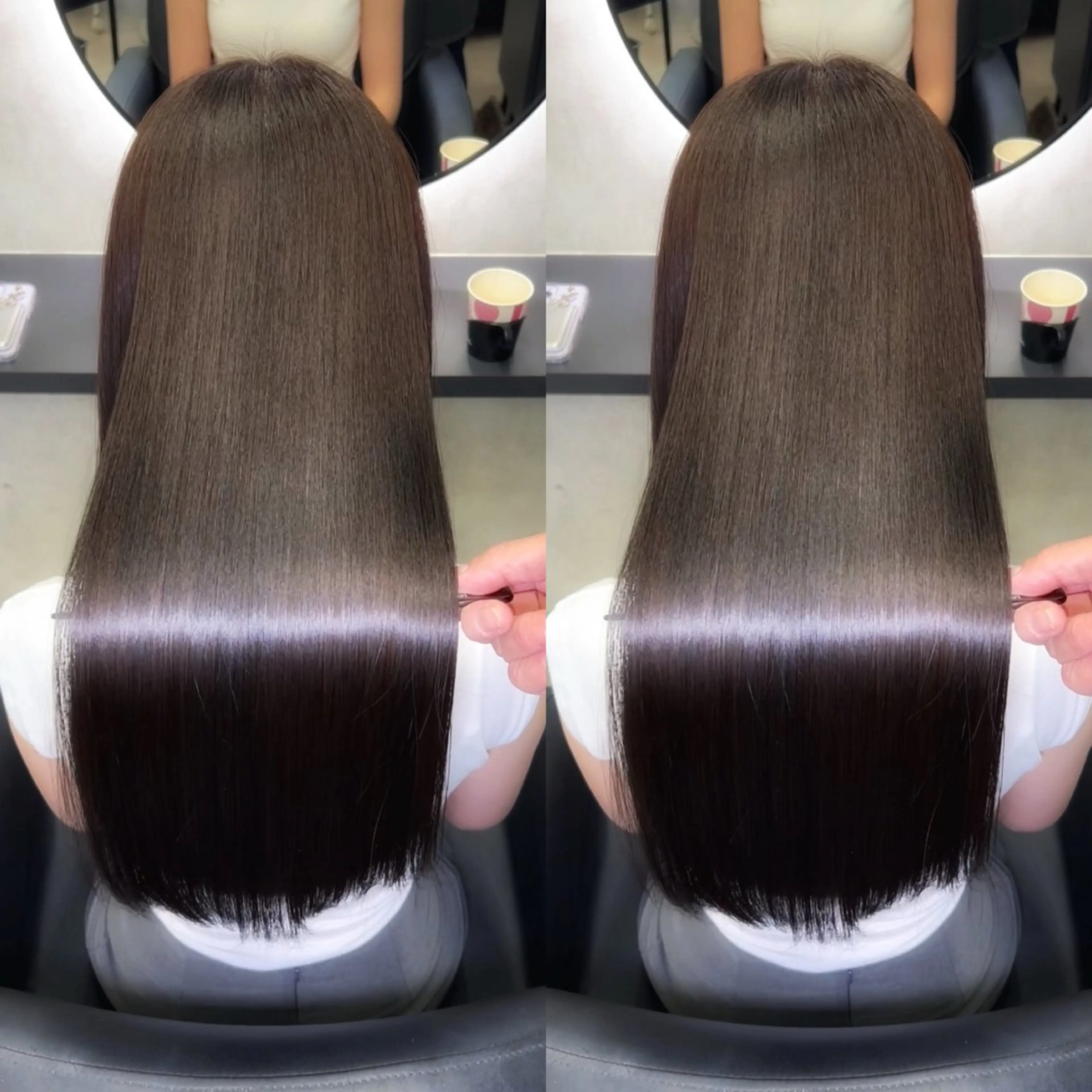 ロング カラー 髪質改善 韓国風ヘア ロング 縮毛矯正 カット ヘアカラー 縮毛矯正 トリートメント 新宿/美髪矯正 髪質改善/韓国風山本のヘアスタイル