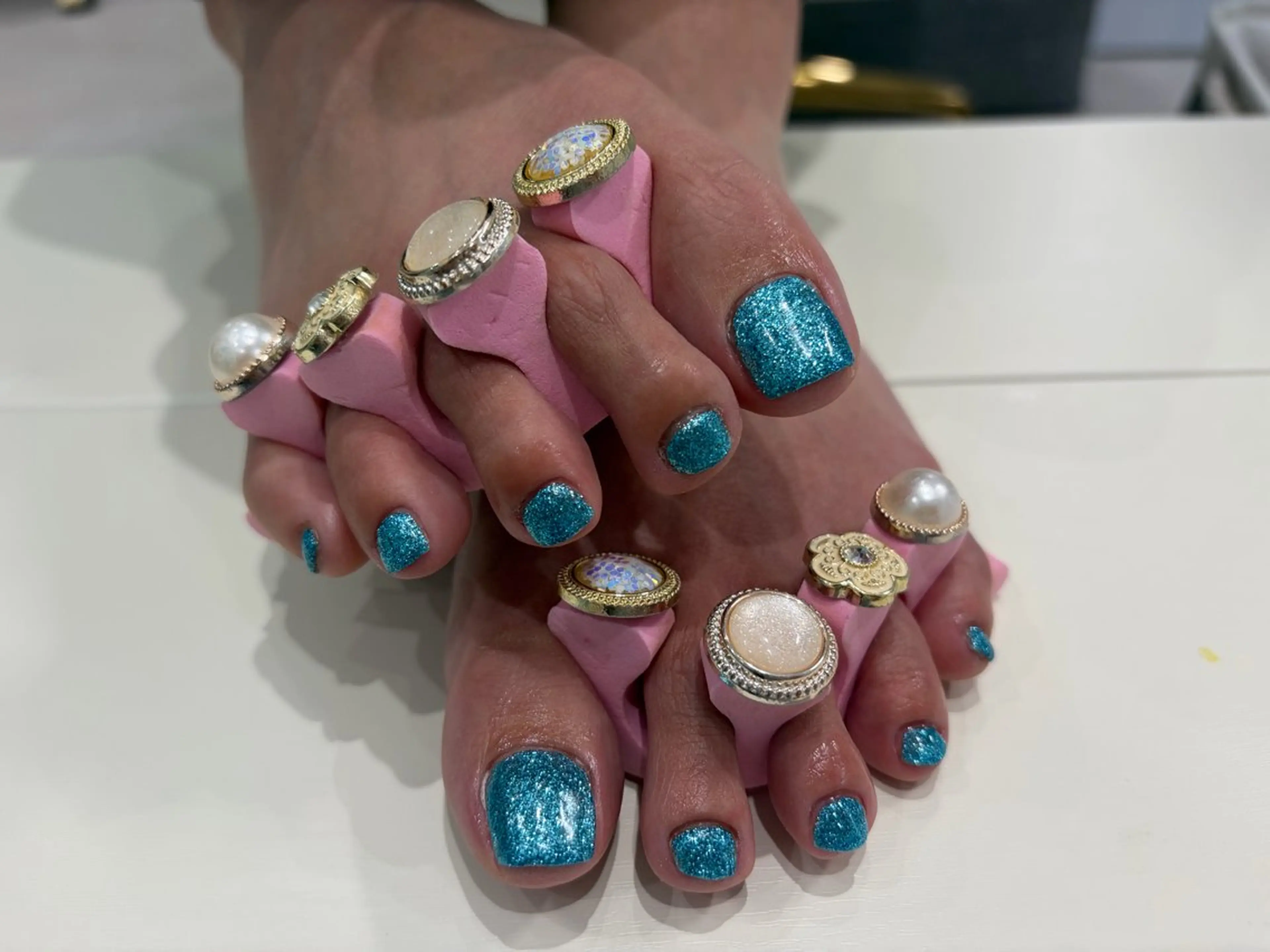 ネイル ブルー フットネイル Mermaid Nail saraのネイルデザイン