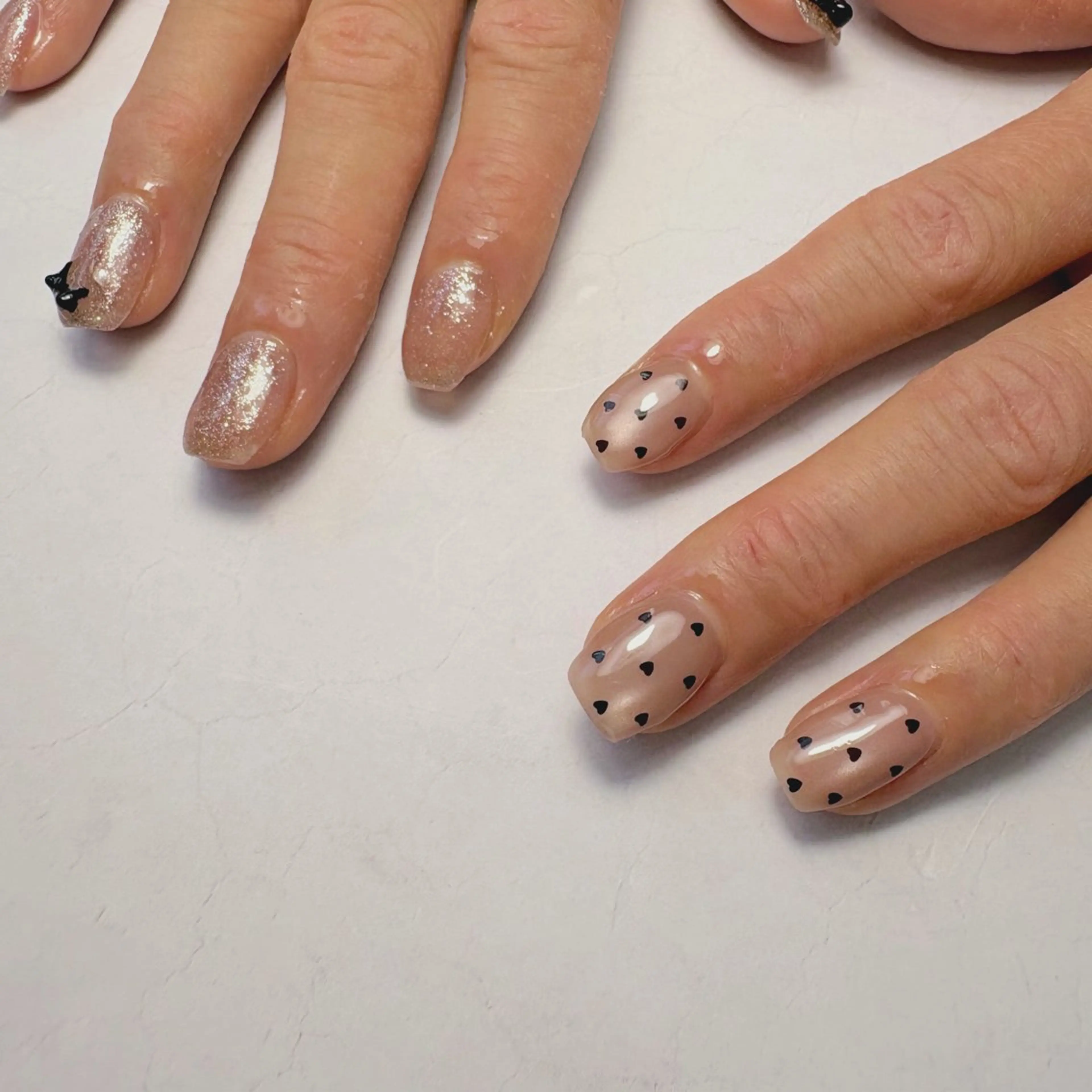 ネイル フラッシュネイル ハート マグネットネイル 持ち込み オフィスネイル ハンドネイル Nail Salon noiのネイルデザイン